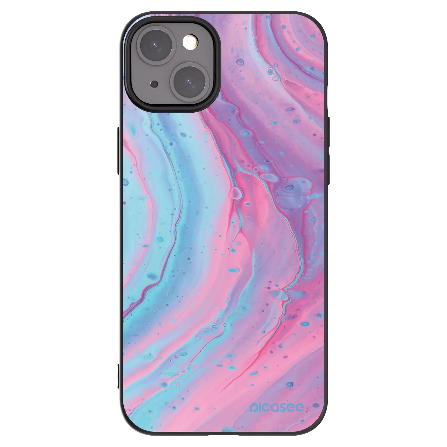 Picasee Apple iPhone 15 Plus Hülle - Schwarzes Silikon - Pink liquid