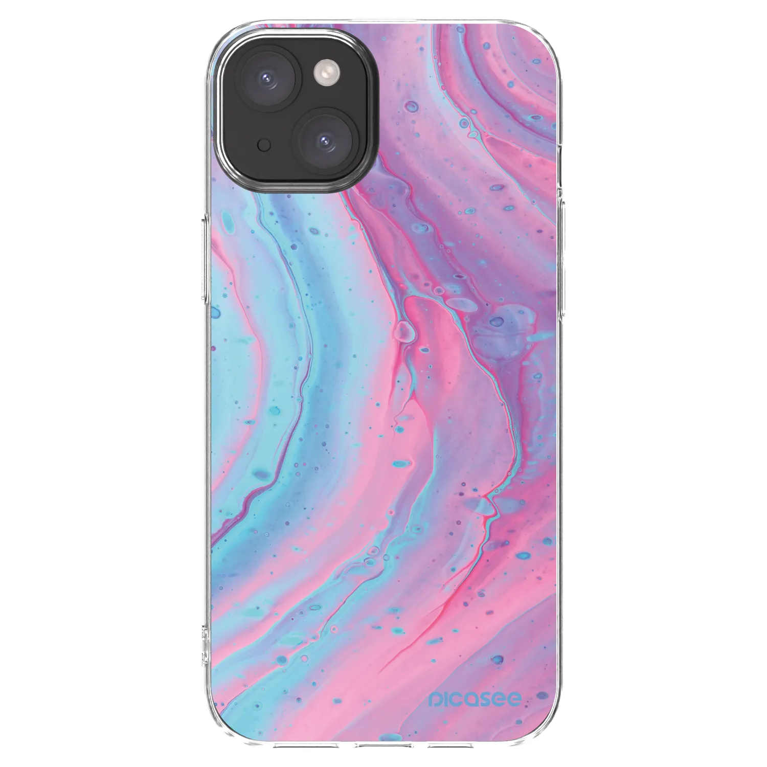 Picasee Apple iPhone 15 Plus Hülle - Transparentes Silikon - Pink liquid