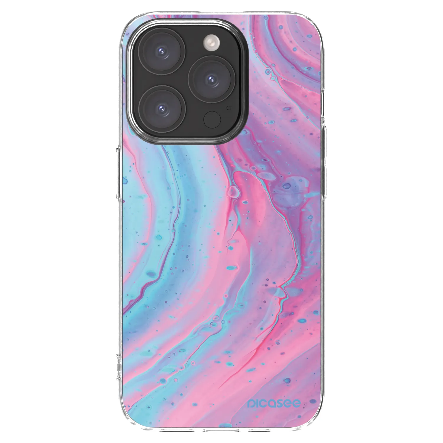 Picasee Apple iPhone 15 Pro Hülle - Transparentes Silikon - Pink liquid