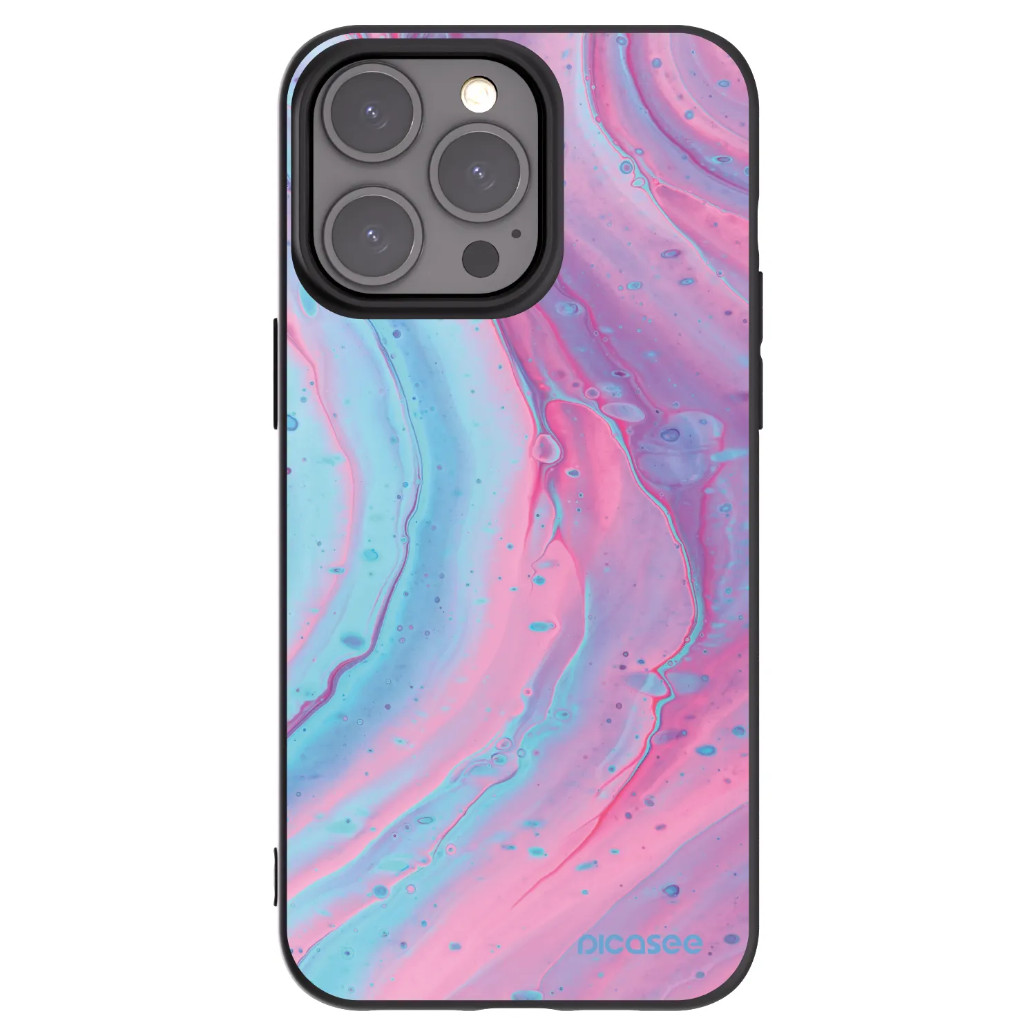 Picasee Apple iPhone 15 Pro Max Hülle - Schwarzes Silikon - Pink liquid