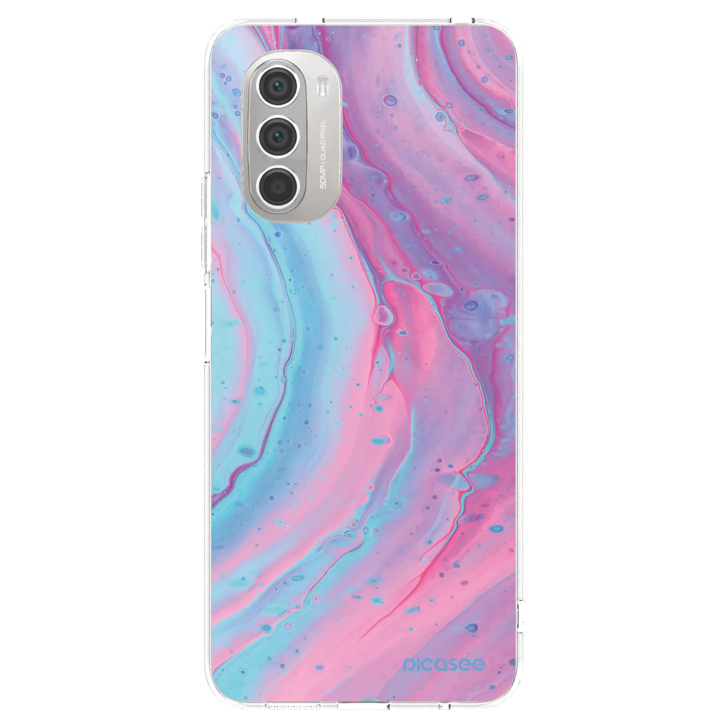 Picasee Motorola Moto G51 Hülle - Transparentes Silikon - Pink liquid