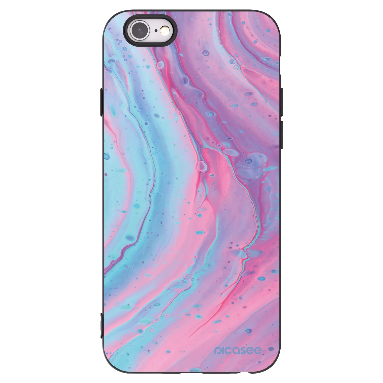 Picasee Apple iPhone 6/6S Hülle - Schwarzes Silikon - Pink liquid