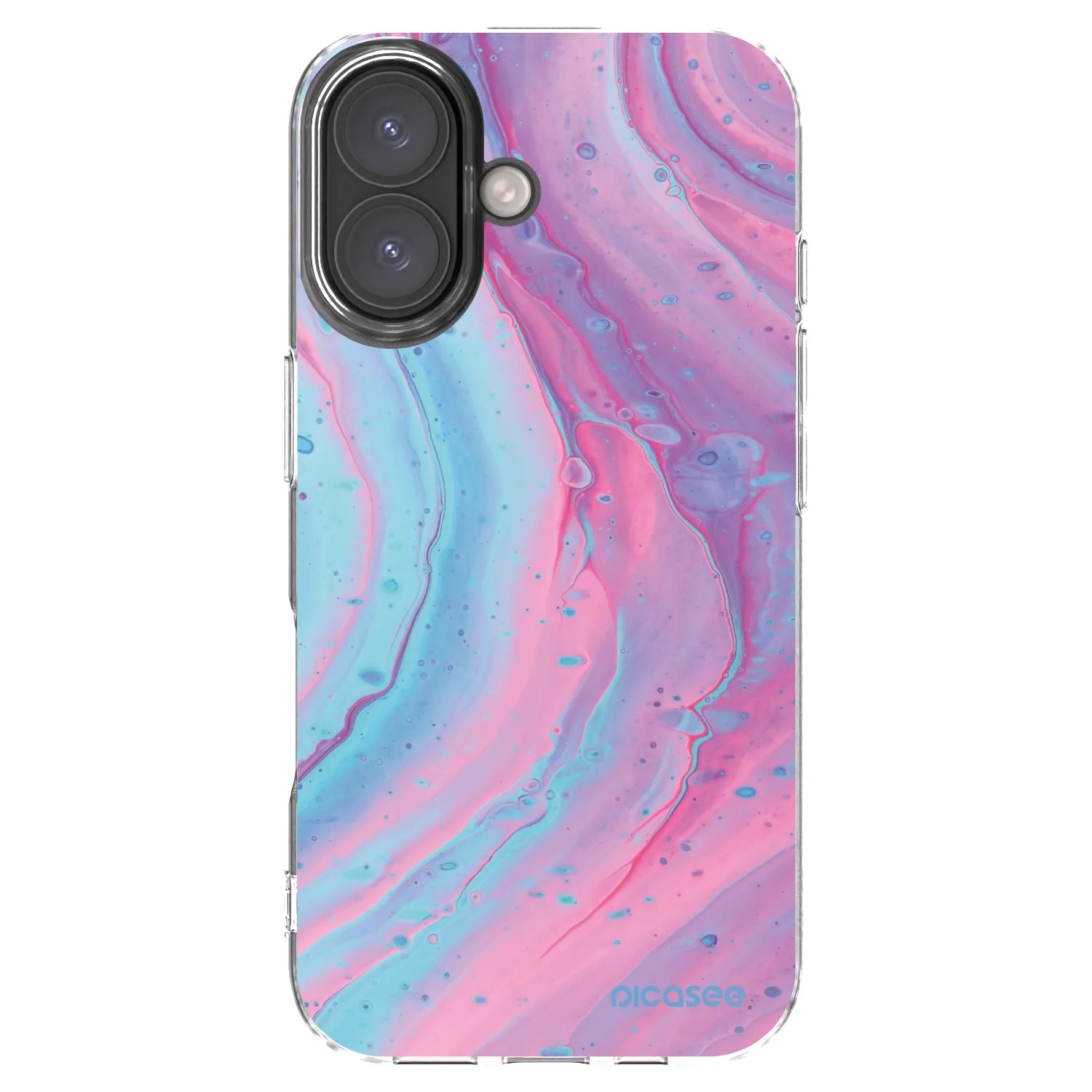 Picasee Apple iPhone 16 Hülle - Transparentes Silikon - Pink liquid