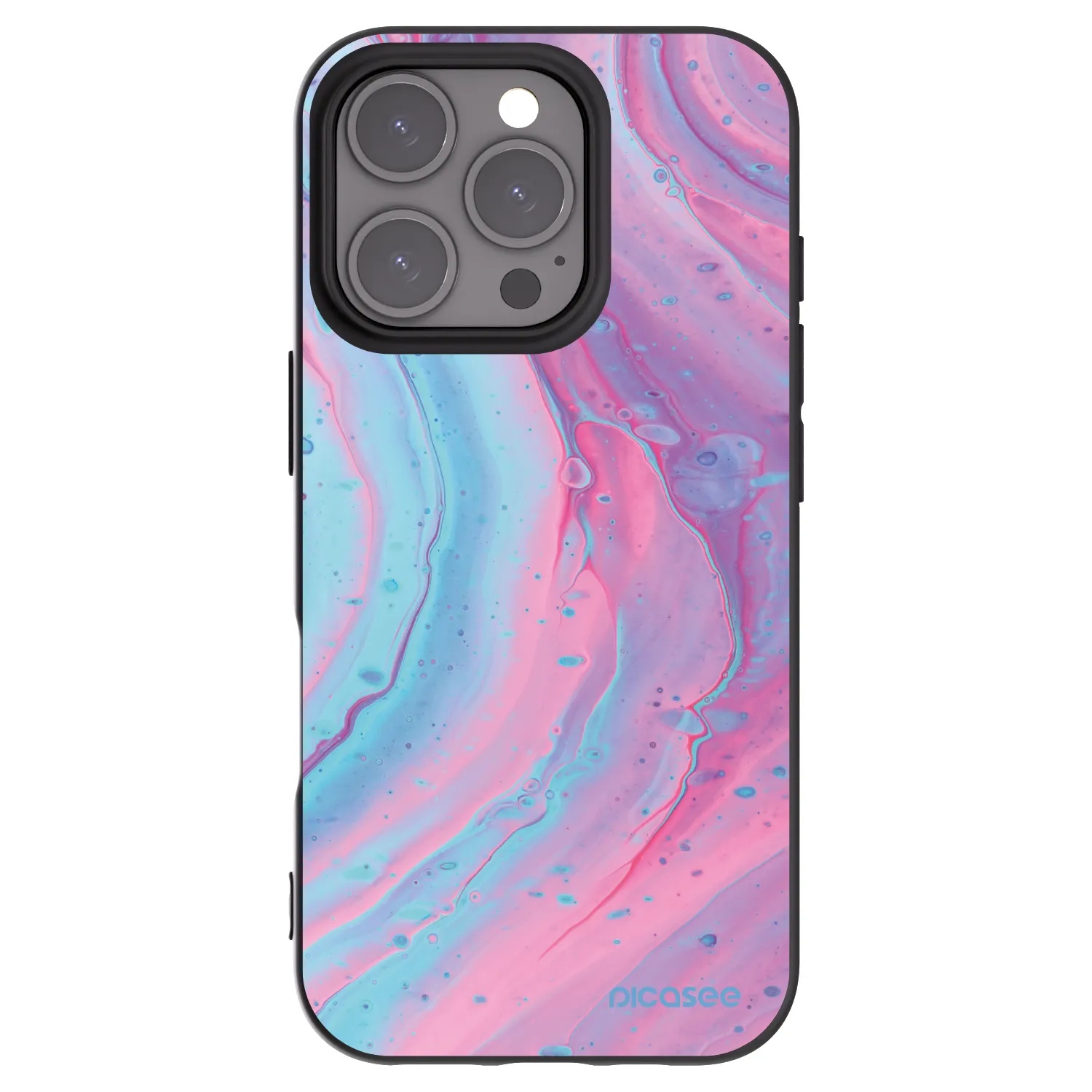 Picasee Apple iPhone 16 Pro Hülle - Schwarzes Silikon - Pink liquid