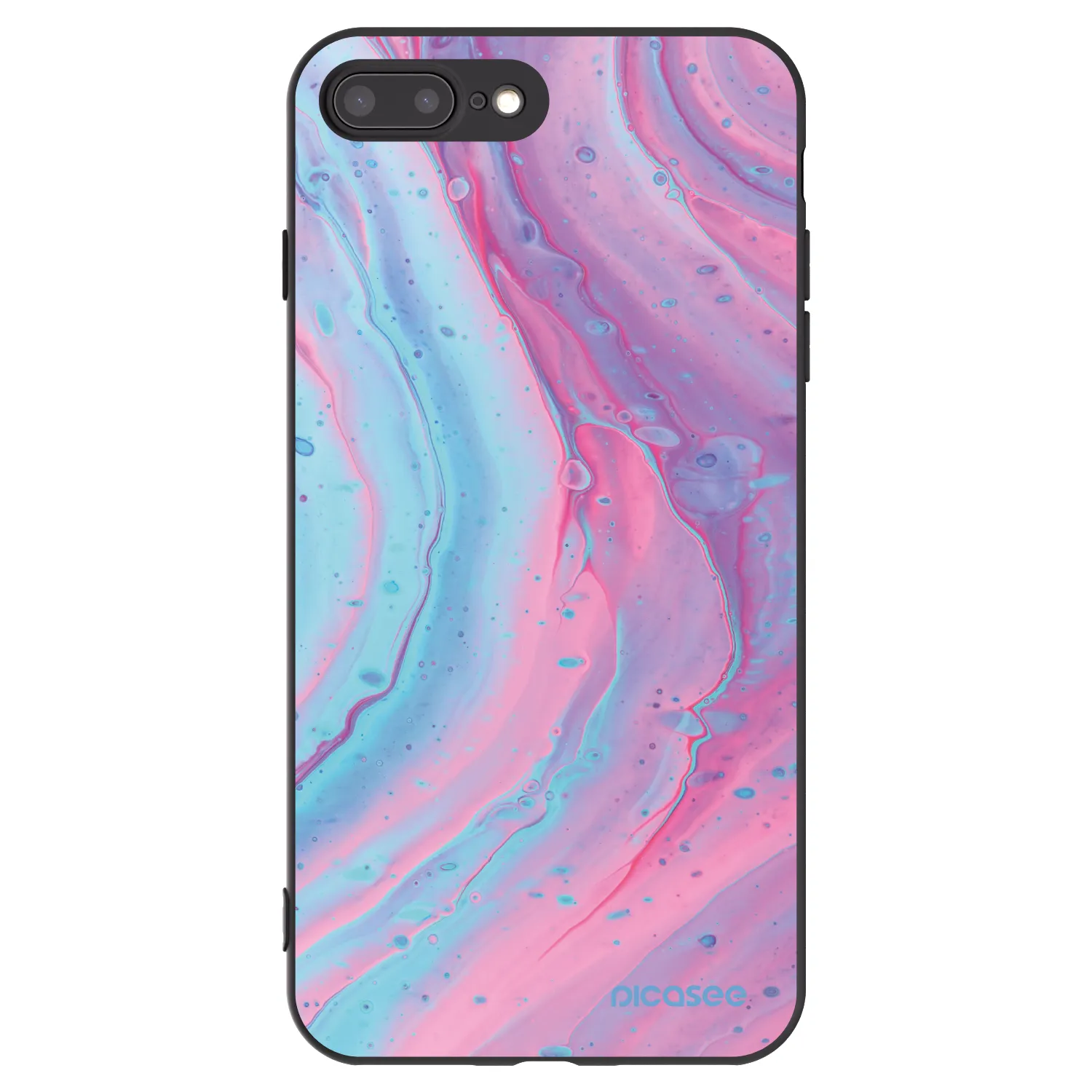 Picasee Apple iPhone 7 Plus Hülle - Schwarzes Silikon - Pink liquid