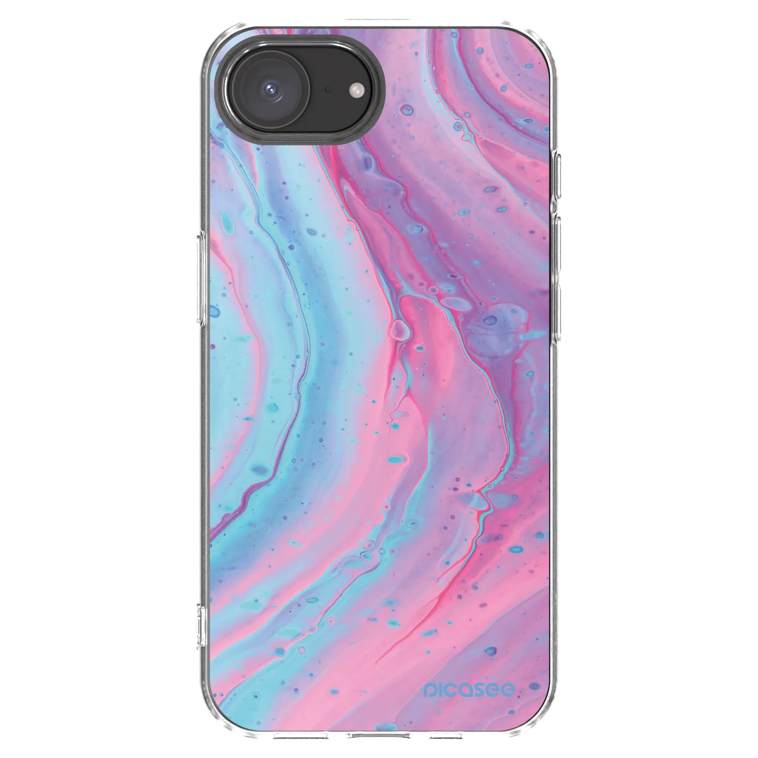 Picasee Apple iPhone 16e Hülle - Transparentes Silikon - Pink liquid