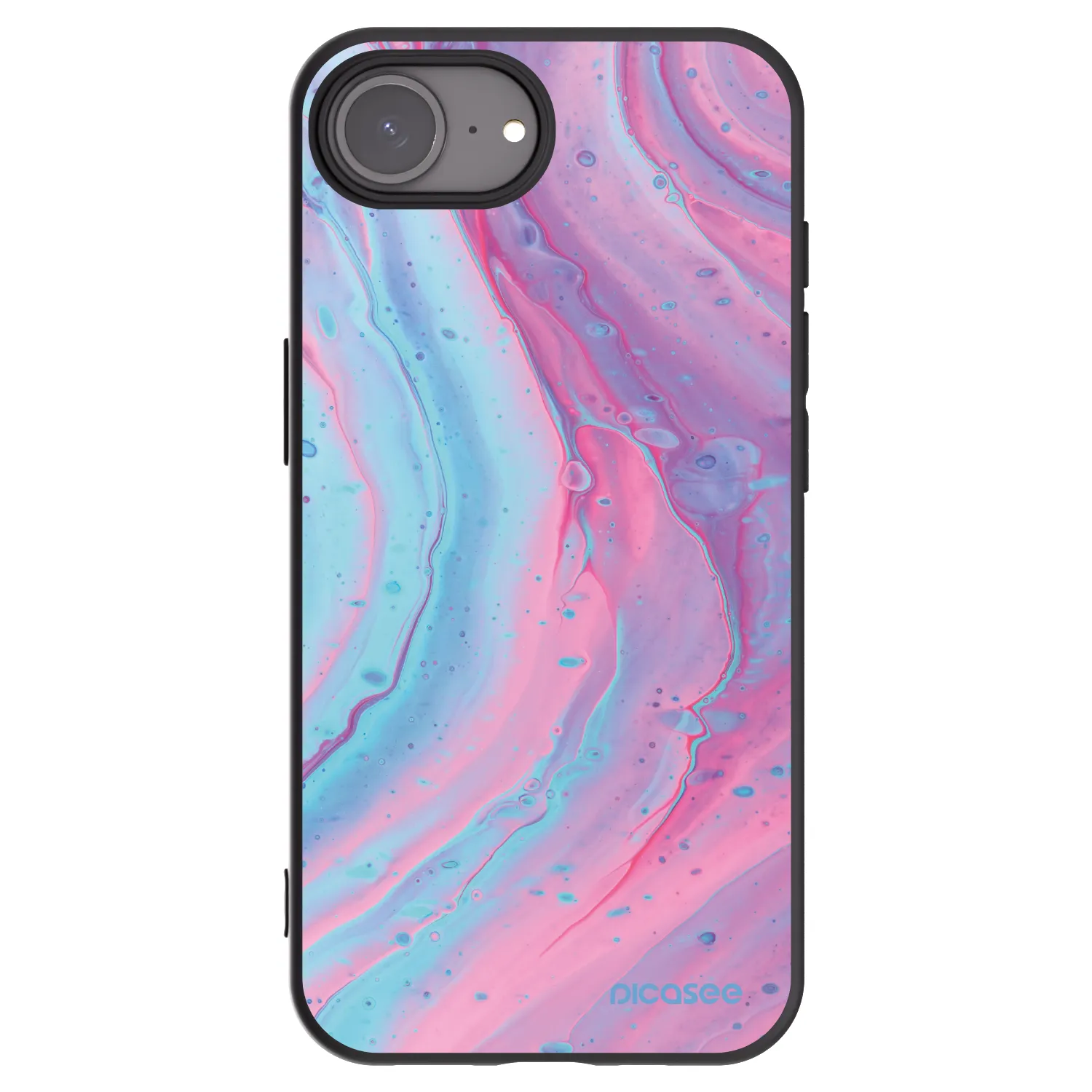 Picasee Apple iPhone 16e Hülle - Schwarzes Silikon - Pink liquid