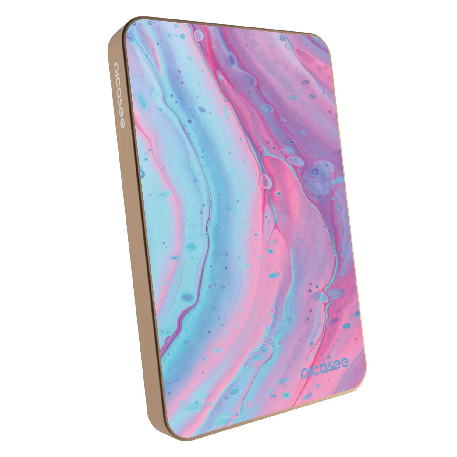 Picasee Powerbank mit MagSafe 5 000 mAh Golden - Pink liquid