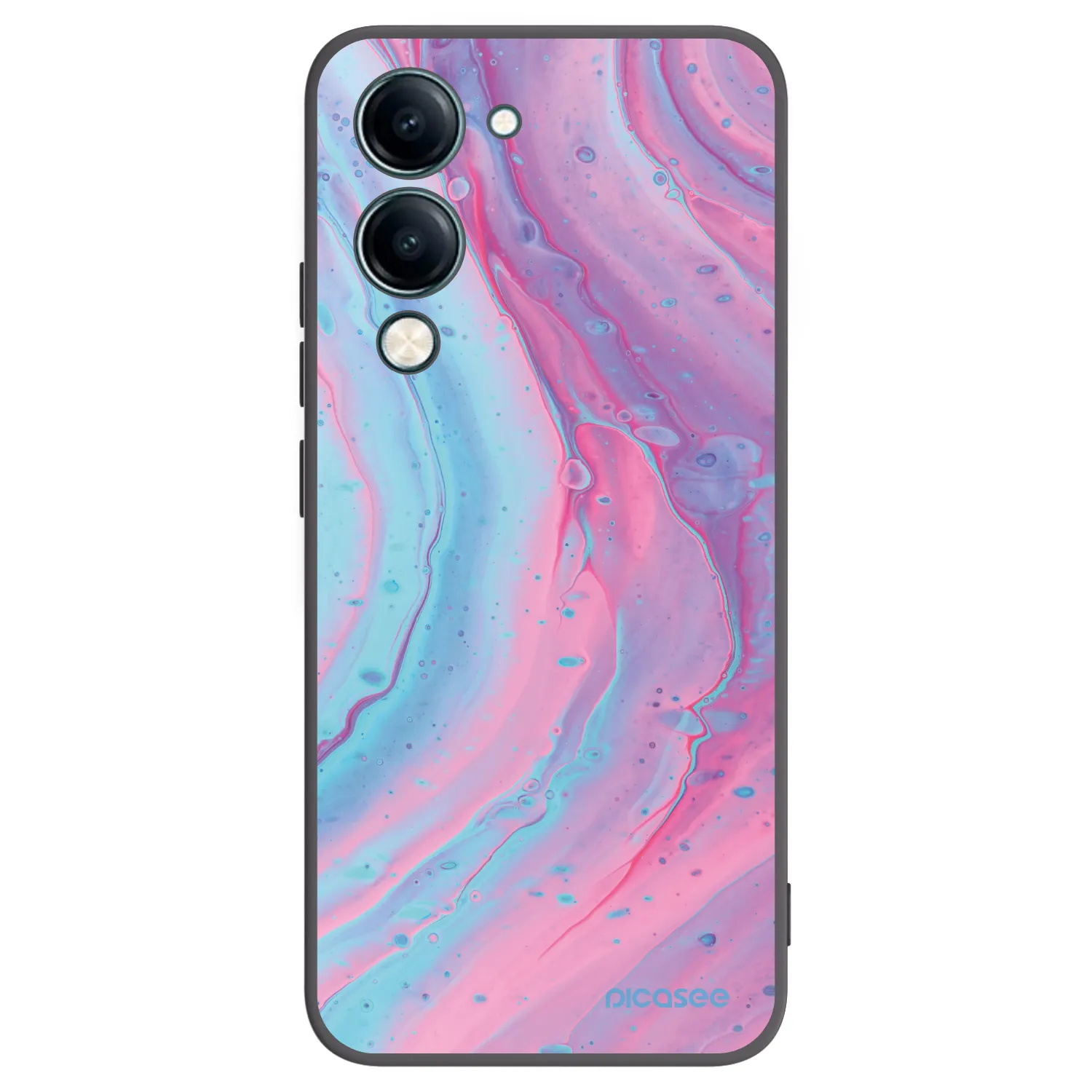 Picasee Vivo Y29s 5G Hülle - Schwarzes Silikon - Pink liquid