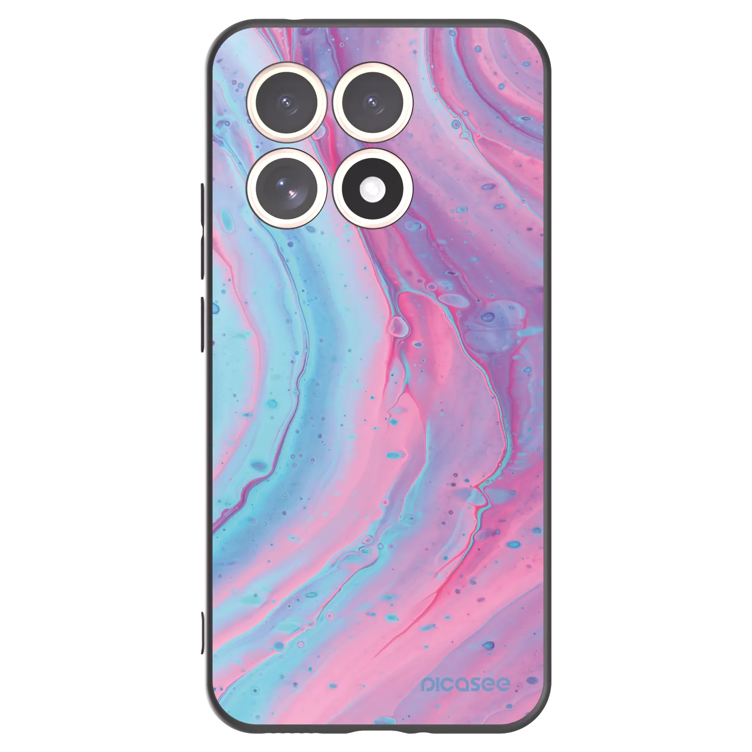Picasee Xiaomi 15T Hülle - Schwarzes Silikon - Pink liquid
