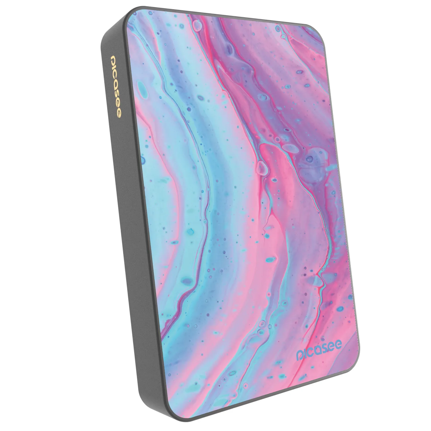 Picasee Powerbank mit MagSafe 10 000 mAh Grau - Pink liquid