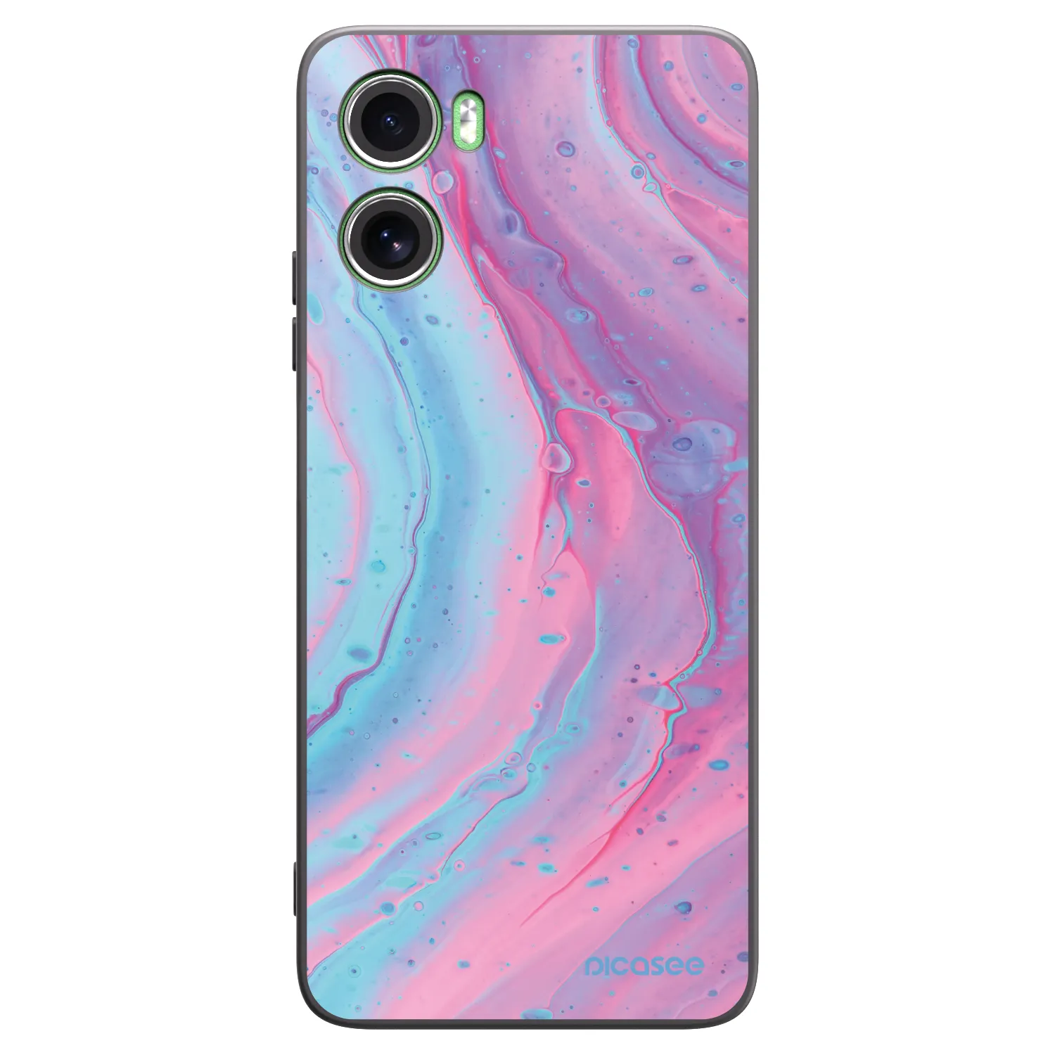 Picasee Motorola Moto G06 Hülle - Schwarzes Silikon - Pink liquid