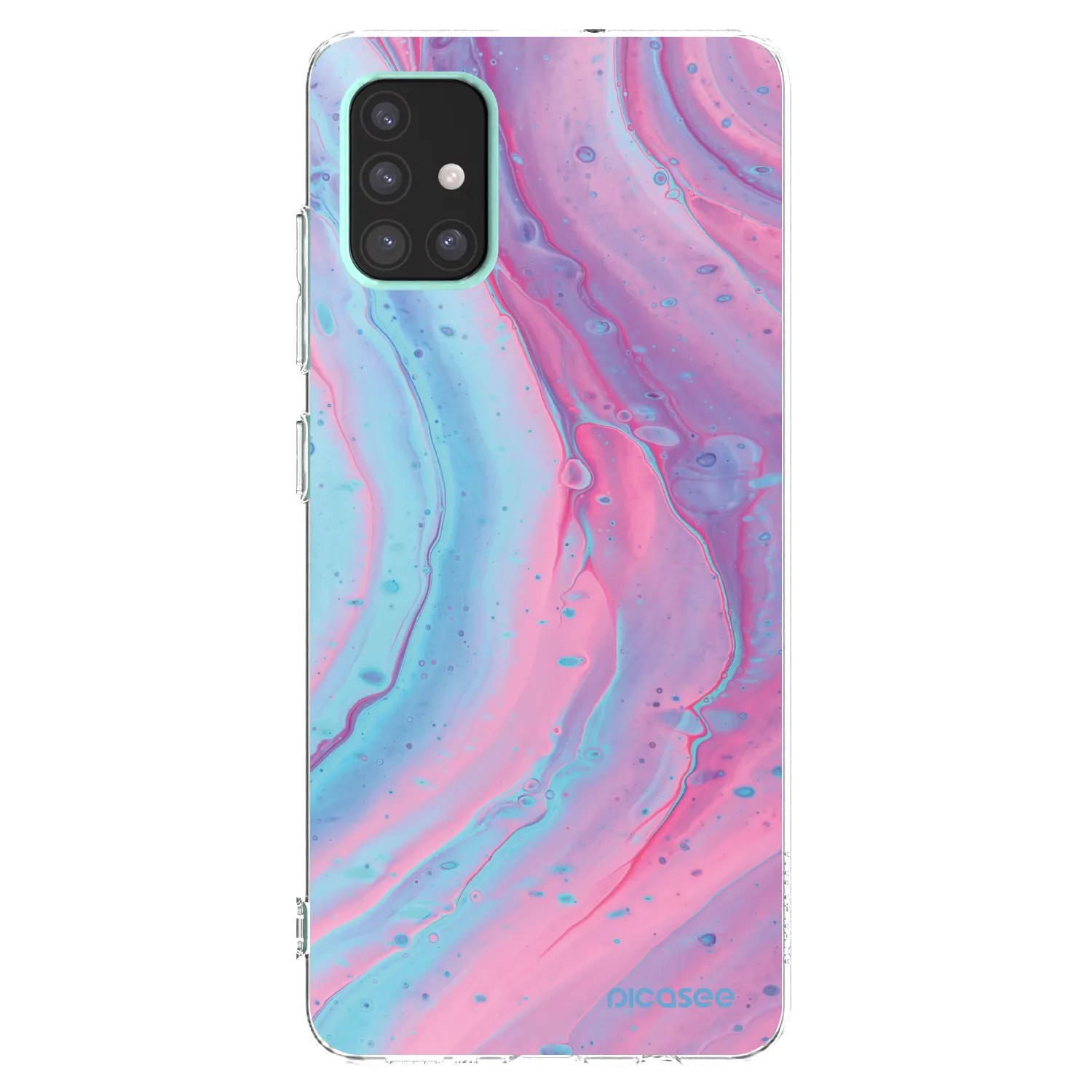 Picasee Samsung Galaxy A51 A515F Hülle - Transparentes Silikon - Pink liquid