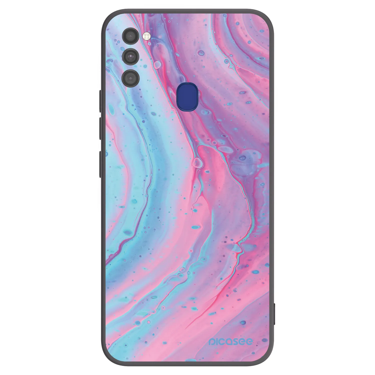 Picasee Samsung Galaxy M21 M215F Hülle - Schwarzes Silikon - Pink liquid