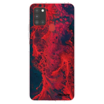 Picasee Samsung Galaxy A21s Hülle - Transparentes Silikon - Organic red