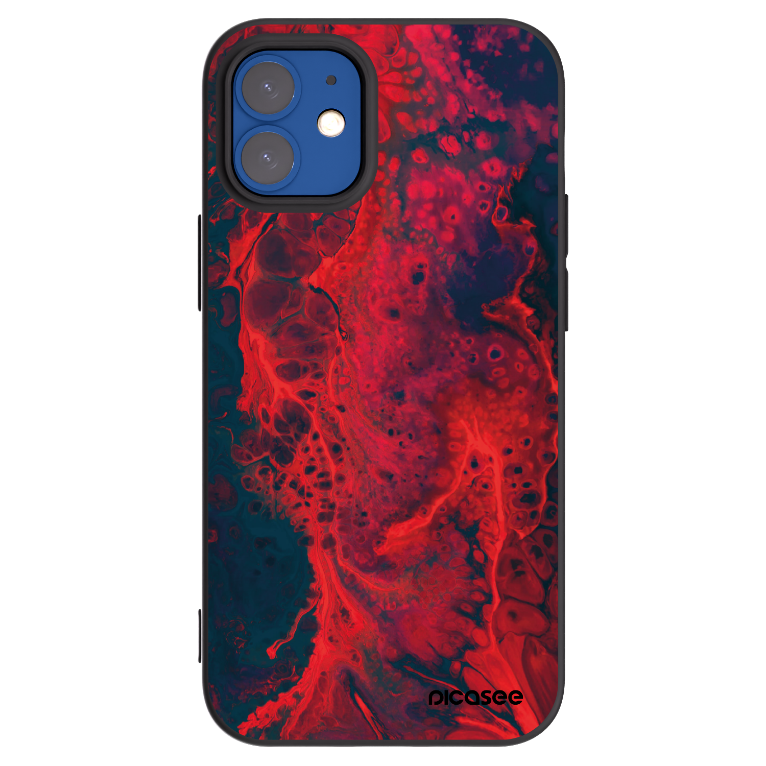 Picasee Apple iPhone 12 mini Hülle - Schwarzes Silikon - Organic red