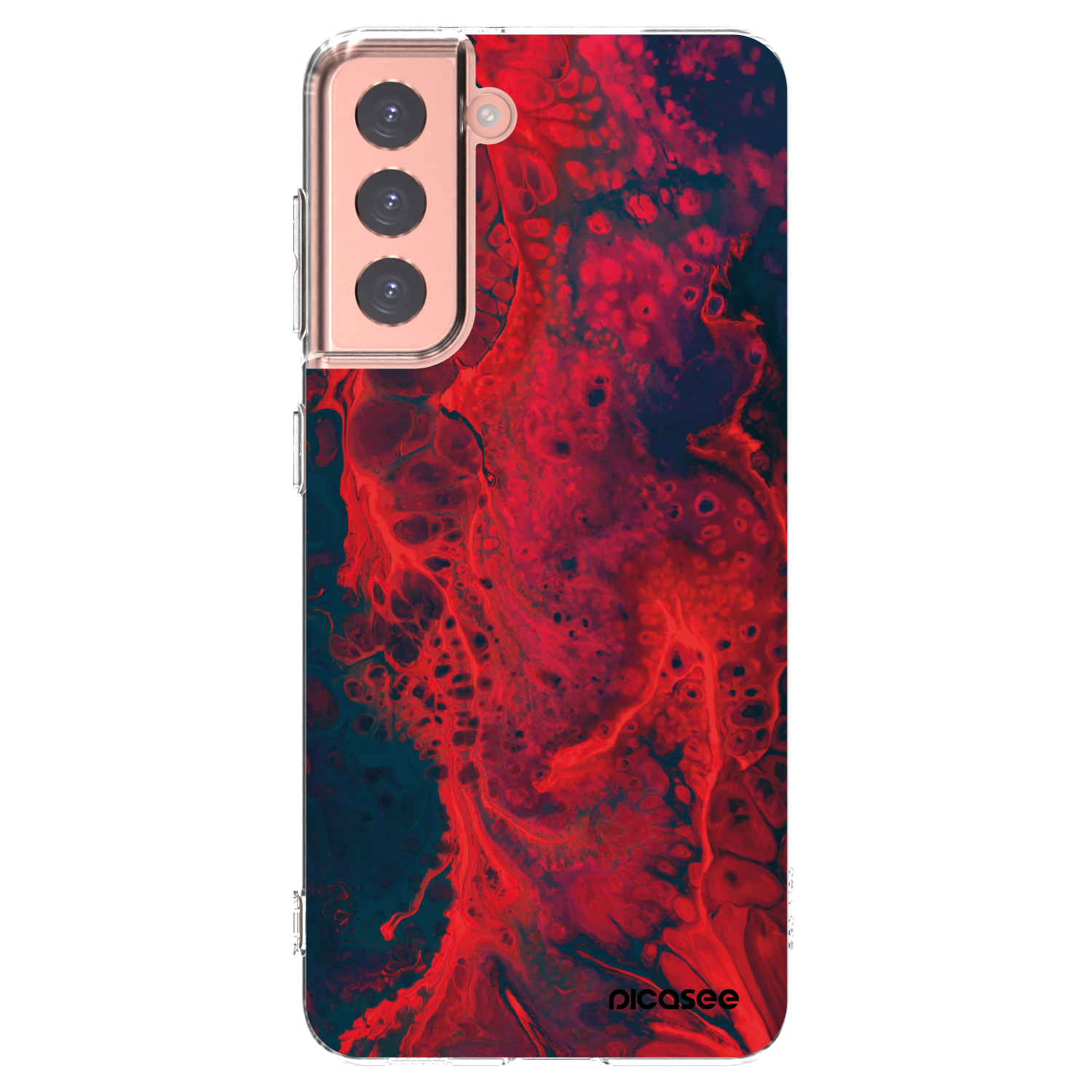 Picasee Samsung Galaxy S21 5G G991B Hülle - Transparentes Silikon - Organic red