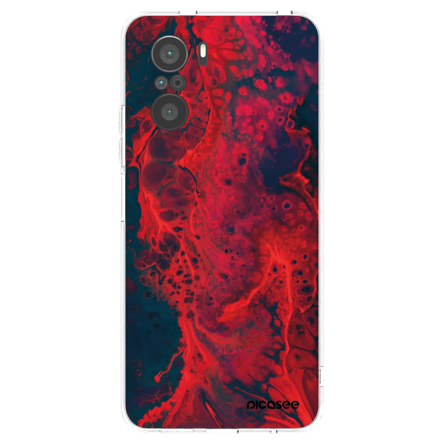 Picasee Xiaomi Poco F3 Hülle - Transparentes Silikon - Organic red