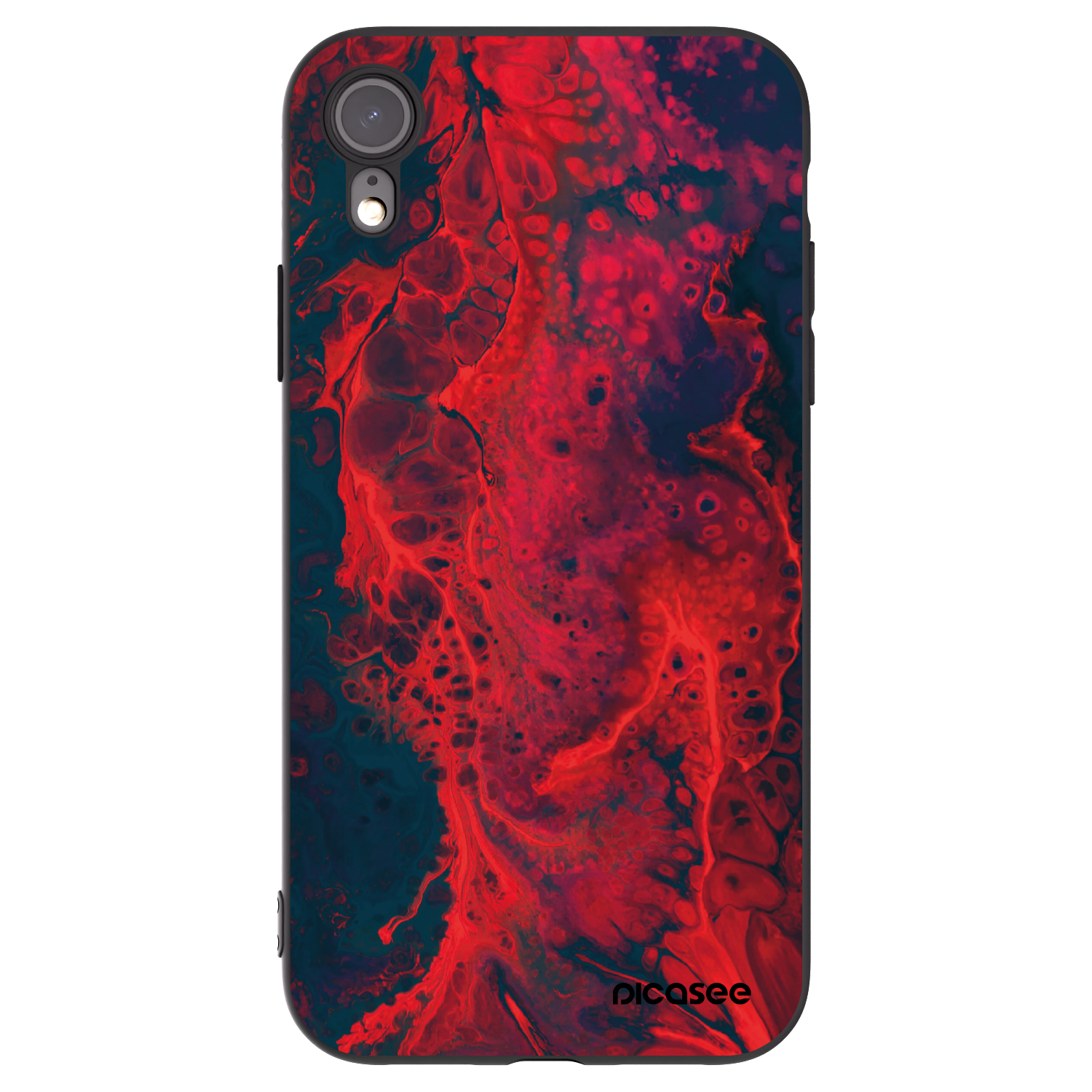 Picasee Apple iPhone XR Hülle - Schwarzes Silikon - Organic red