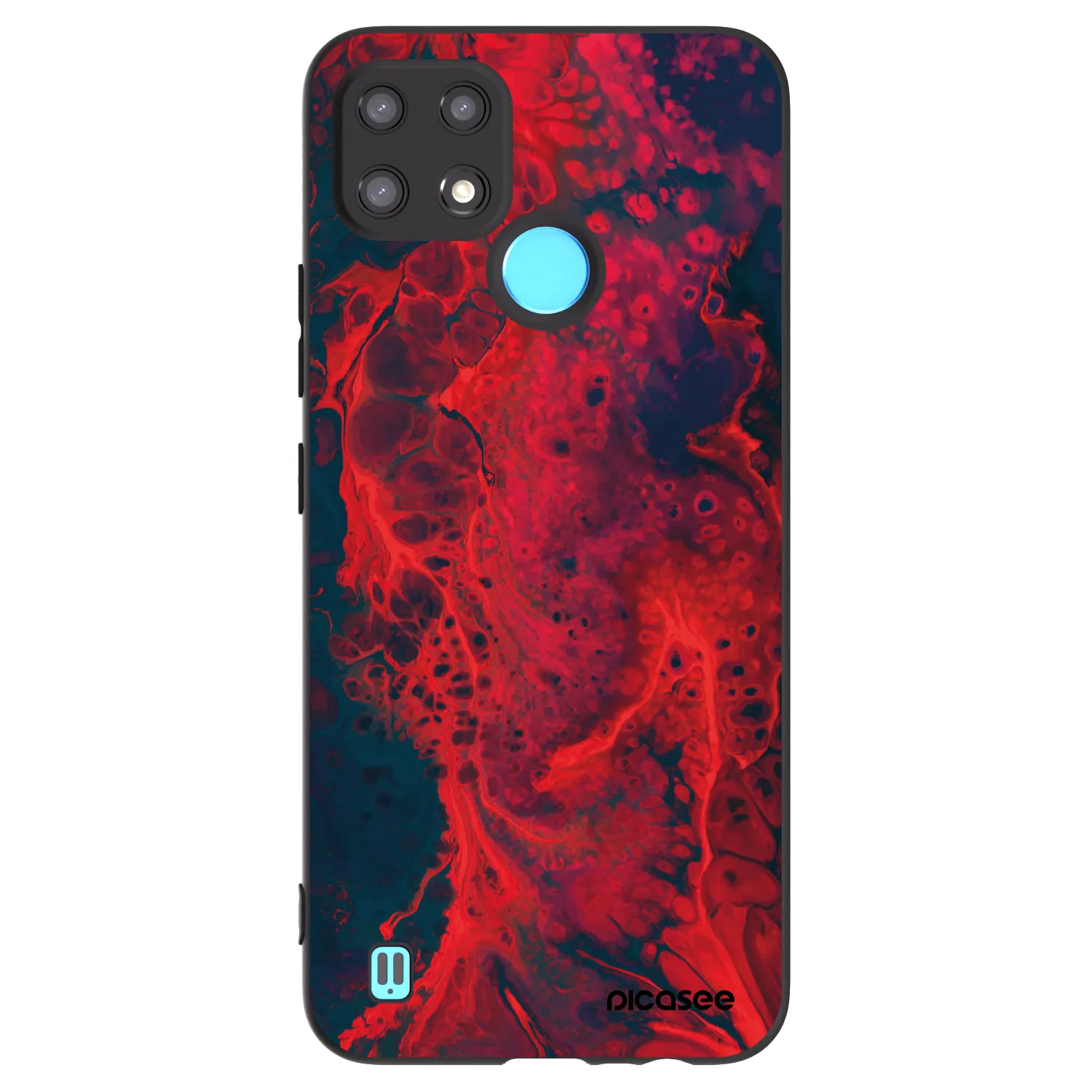 Picasee Realme C21 Hülle - Schwarzes Silikon - Organic red