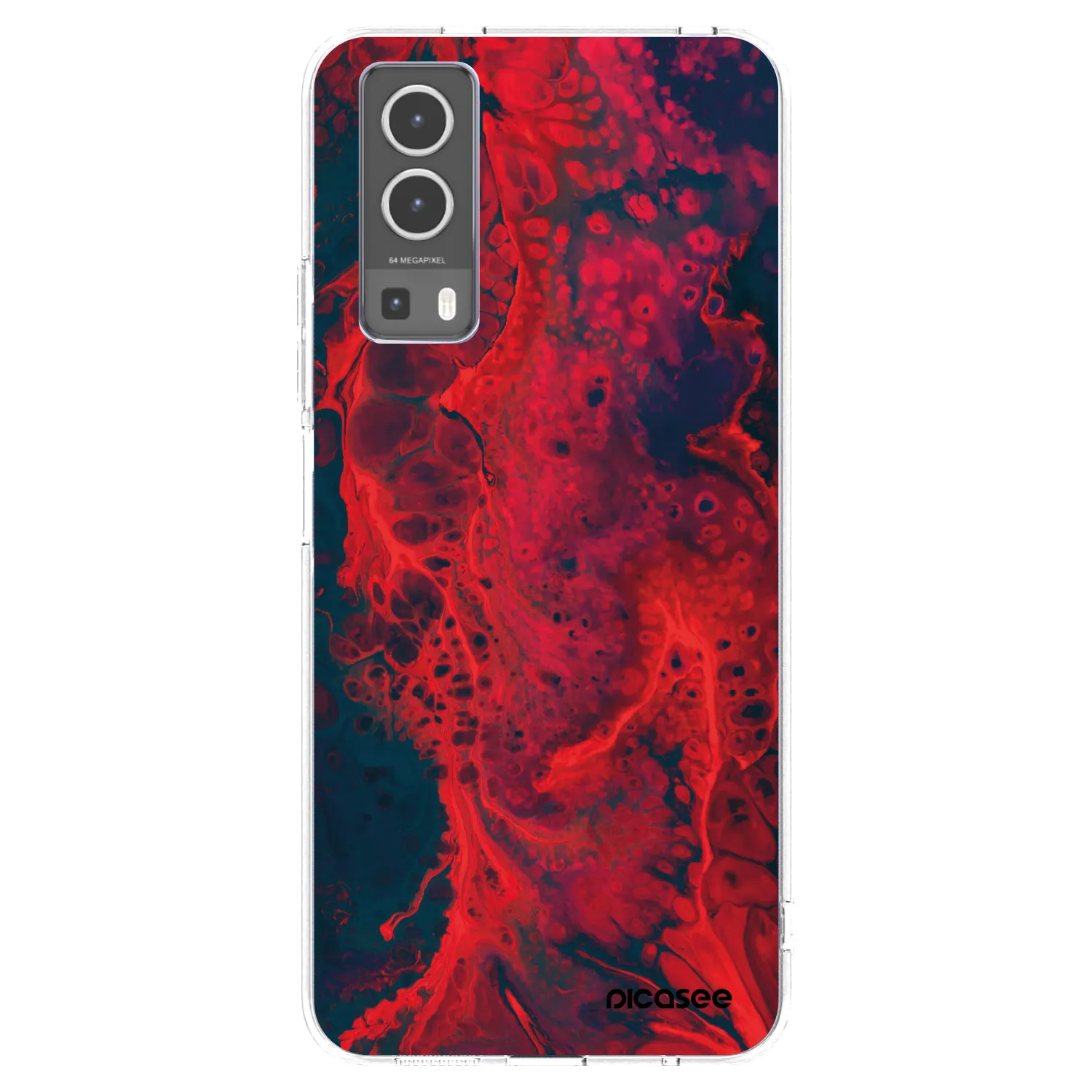 Picasee Vivo Y72 5G Hülle - Transparentes Silikon - Organic red