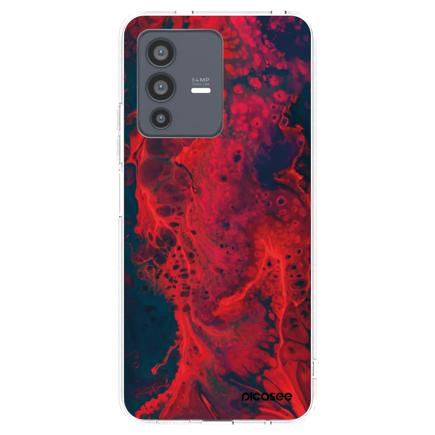 Picasee Vivo V23 5G Hülle - Transparentes Silikon - Organic red