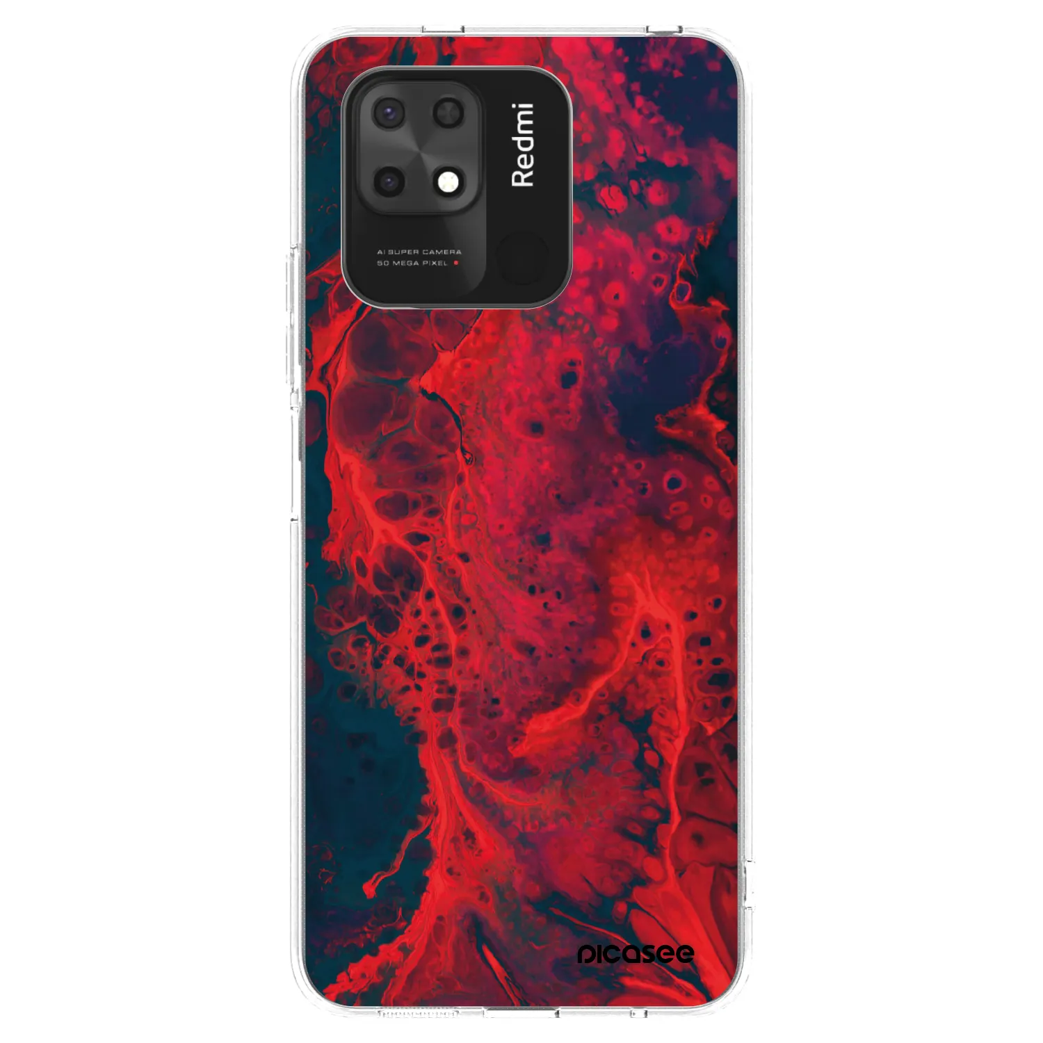 Picasee Xiaomi Redmi 10C Hülle - Transparentes Silikon - Organic red