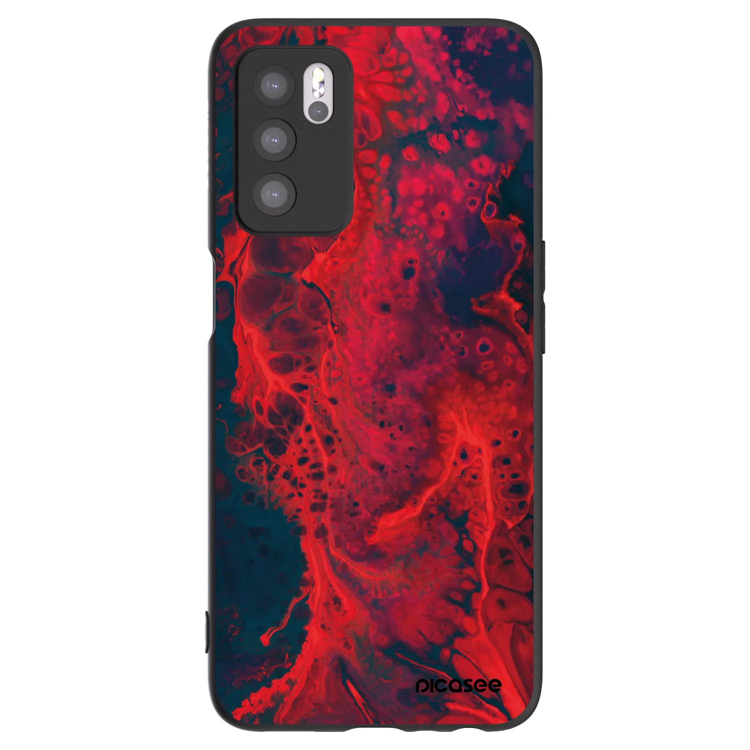 Picasee OPPO A16s Hülle - Schwarzes Silikon - Organic red