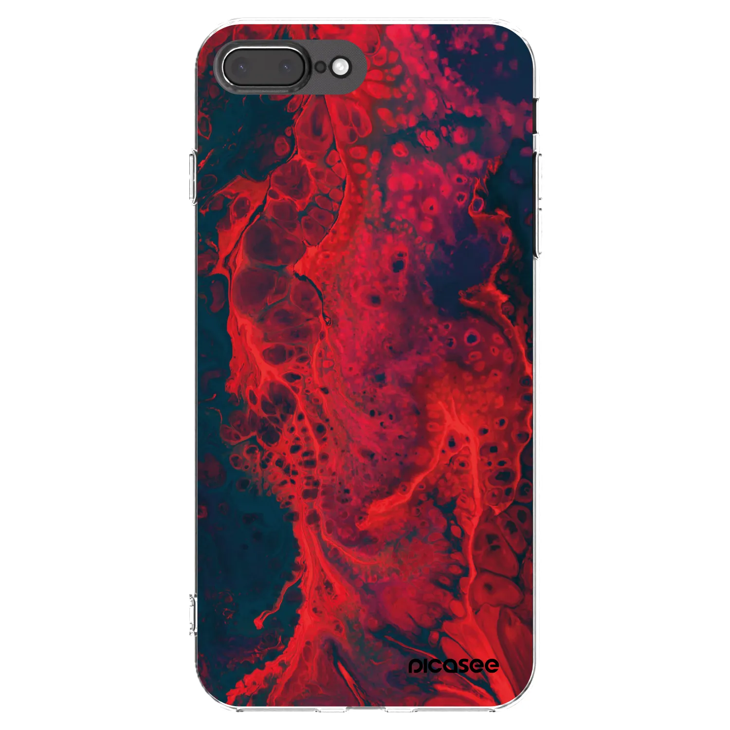 Picasee Apple iPhone 8 Plus Hülle - Transparentes Silikon - Organic red