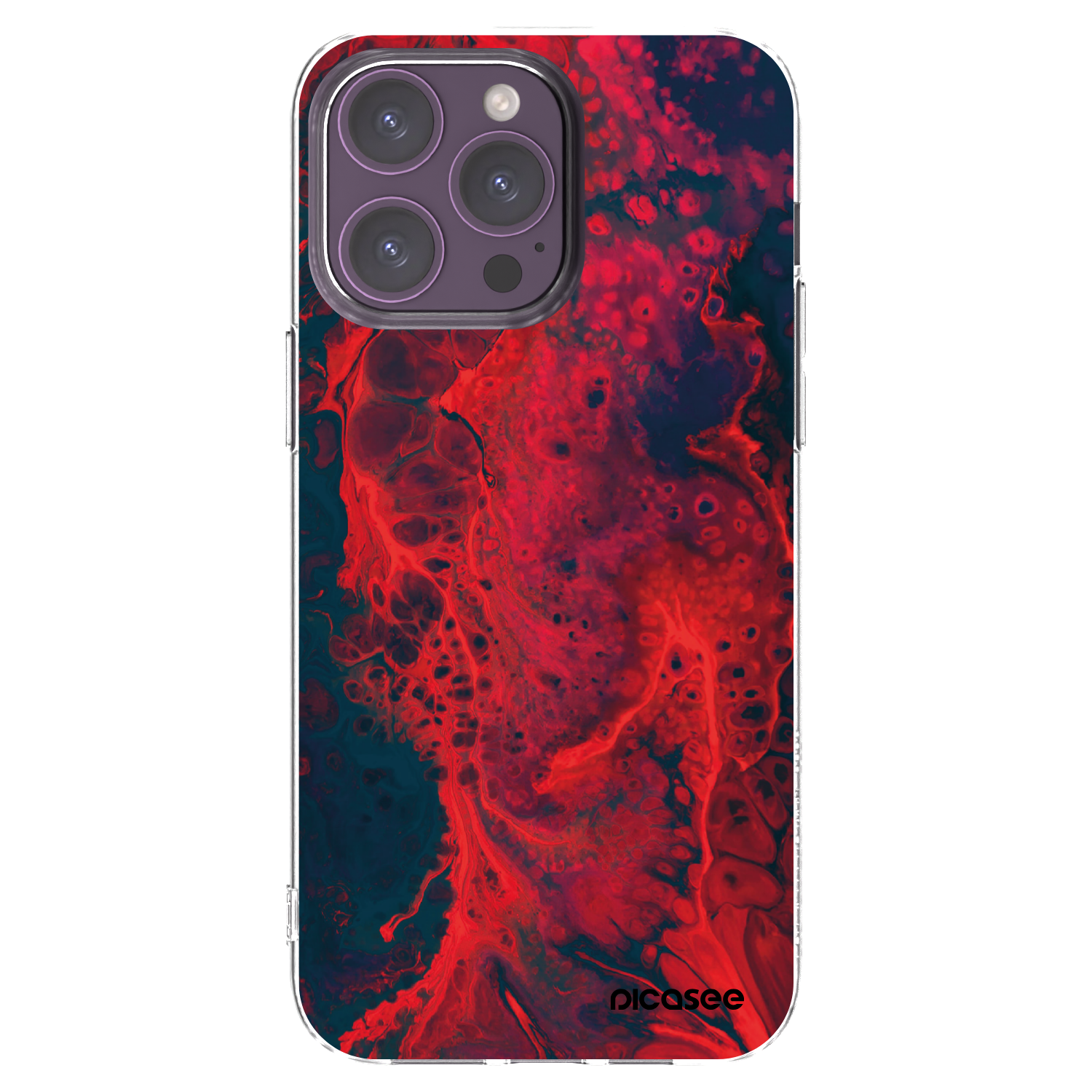 Picasee Apple iPhone 14 Pro Max Hülle - Transparentes Silikon - Organic red