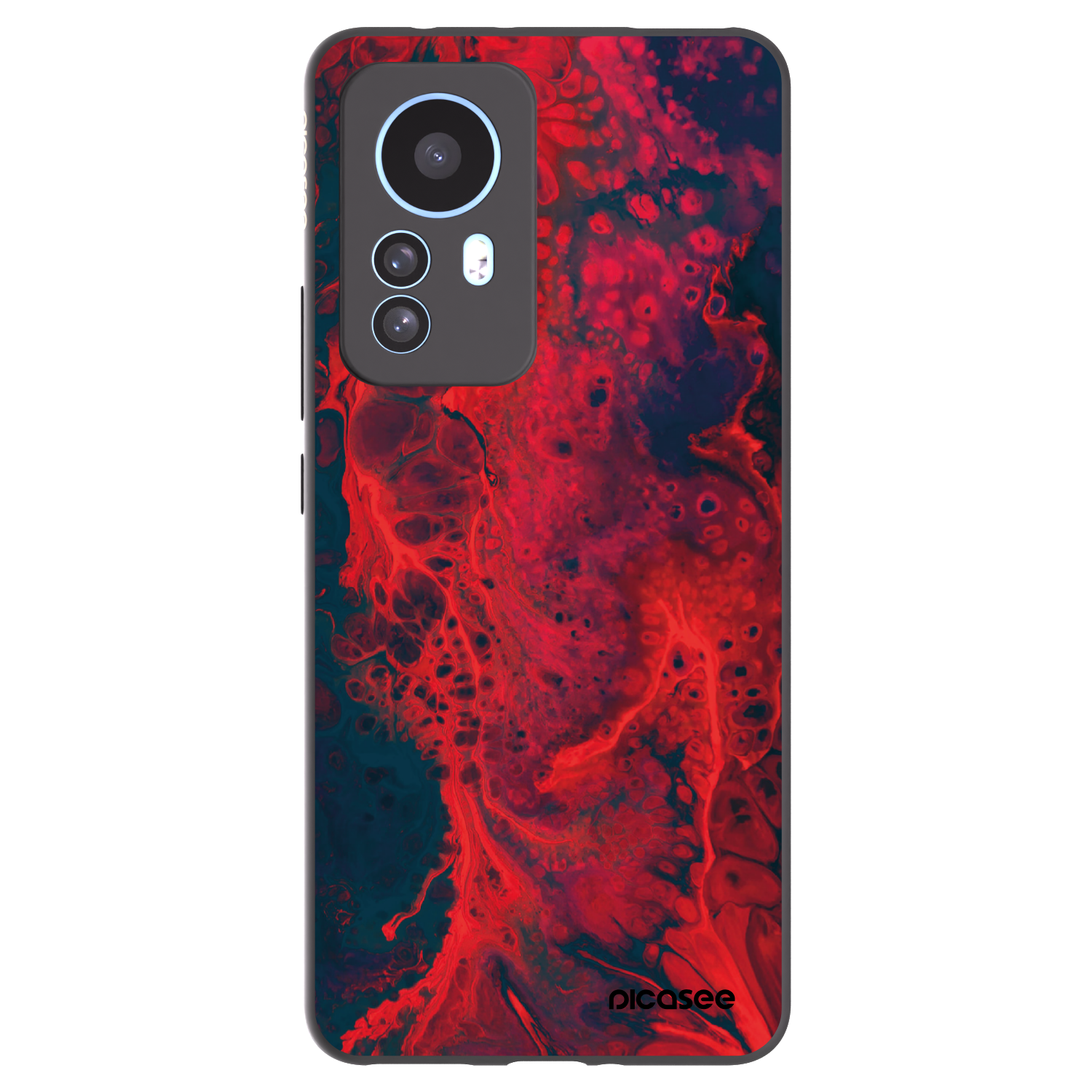 Picasee Xiaomi 12T Hülle - Schwarzes Silikon - Organic red