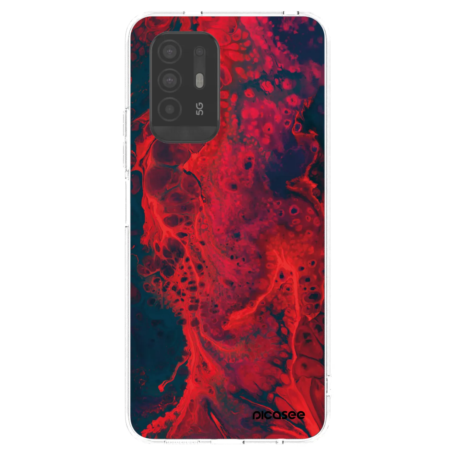 Picasee OPPO A94 5G Hülle - Transparentes Silikon - Organic red