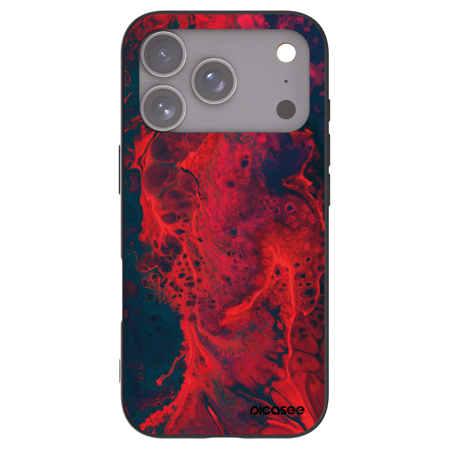 Picasee Apple iPhone 17 Pro Hülle - Schwarzes Silikon - Organic red