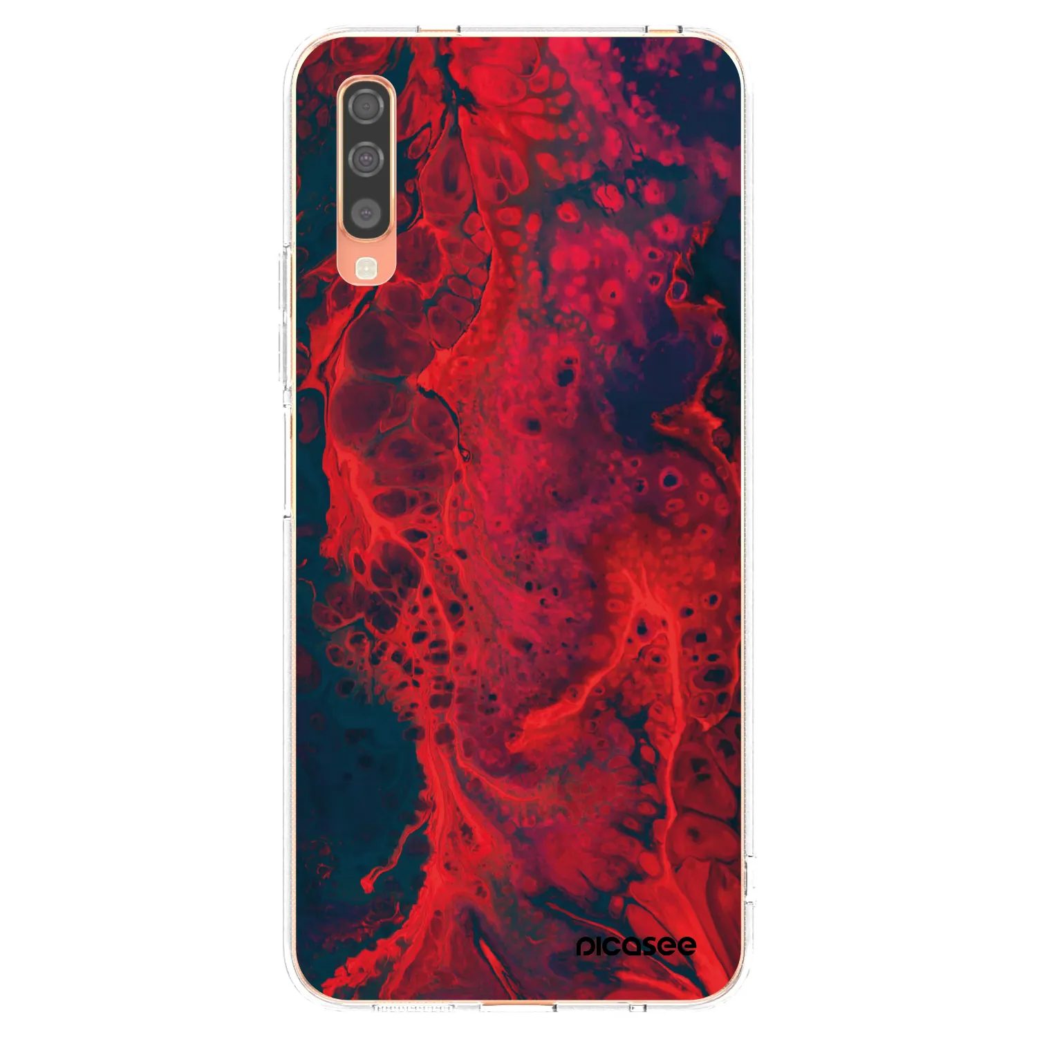 Picasee Samsung Galaxy A70 A705F Hülle - Transparentes Silikon - Organic red