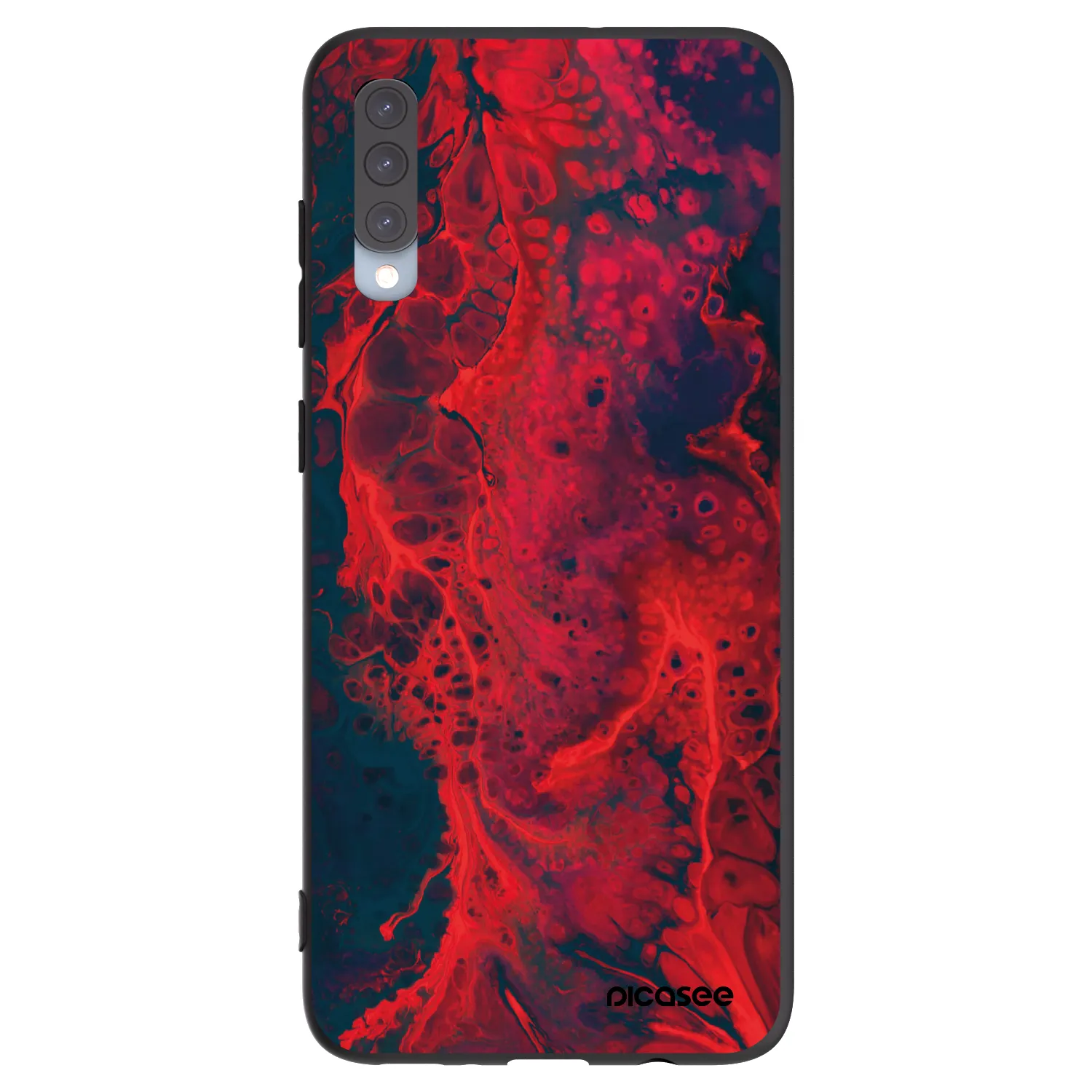 Picasee Samsung Galaxy A70 A705F Hülle - Schwarzes Silikon - Organic red