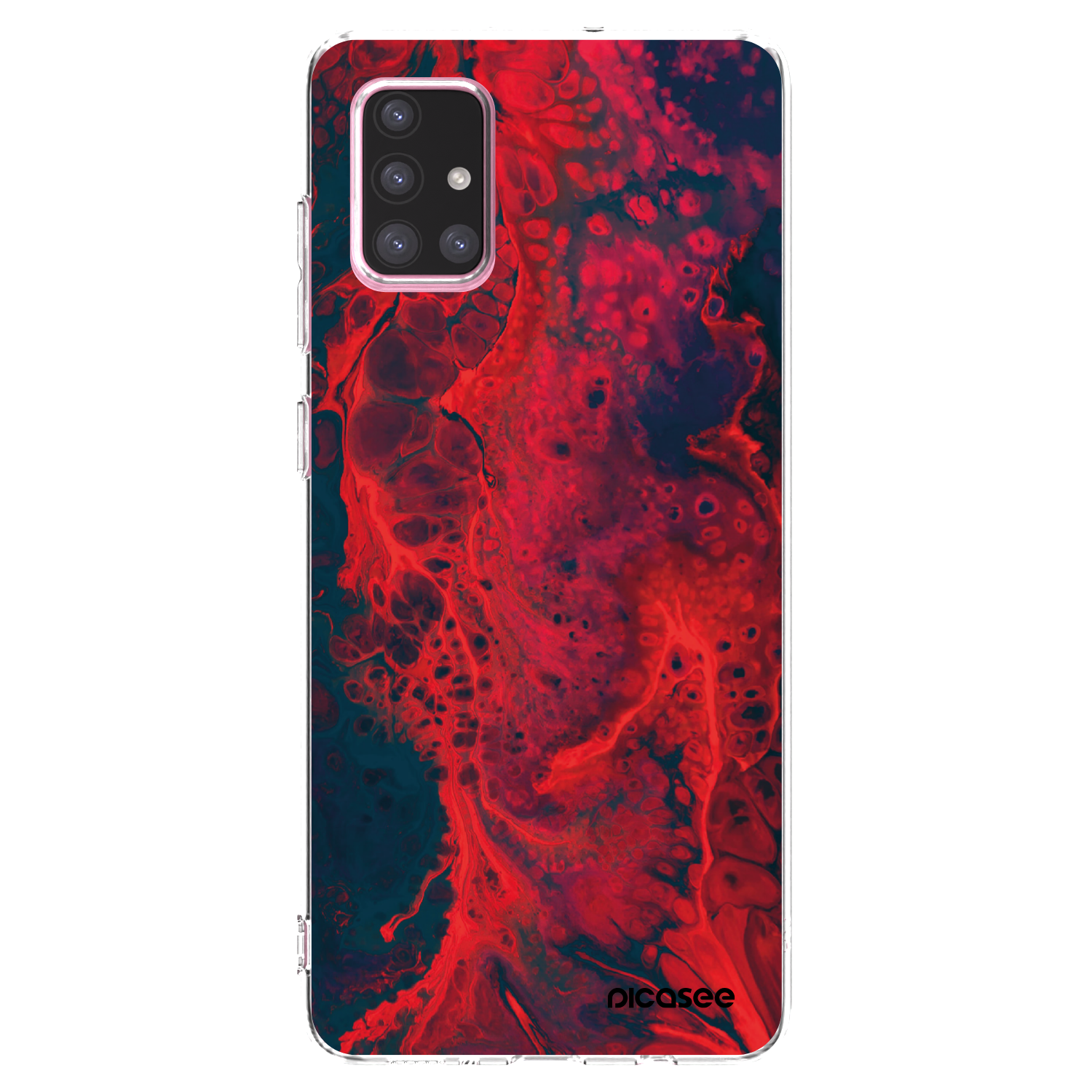 Picasee Samsung Galaxy A71 A715F Hülle - Transparentes Silikon - Organic red