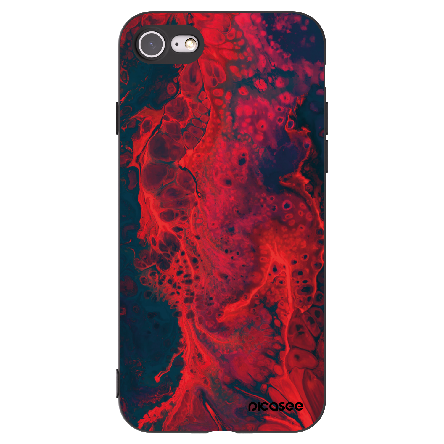 Picasee Apple iPhone SE 2020 Hülle - Schwarzes Silikon - Organic red