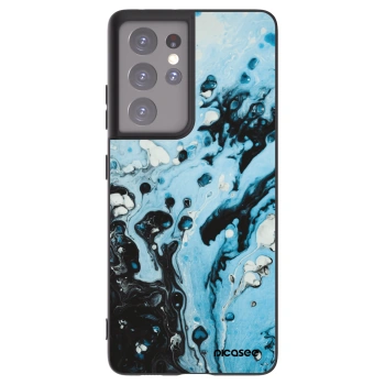 Picasee Samsung Galaxy S21 Ultra 5G G998B Hülle - Schwarzes Silikon - Organic blue