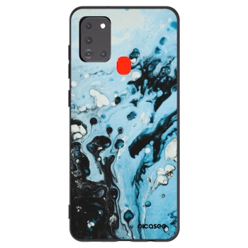 Picasee Samsung Galaxy A21s Hülle - Schwarzes Silikon - Organic blue