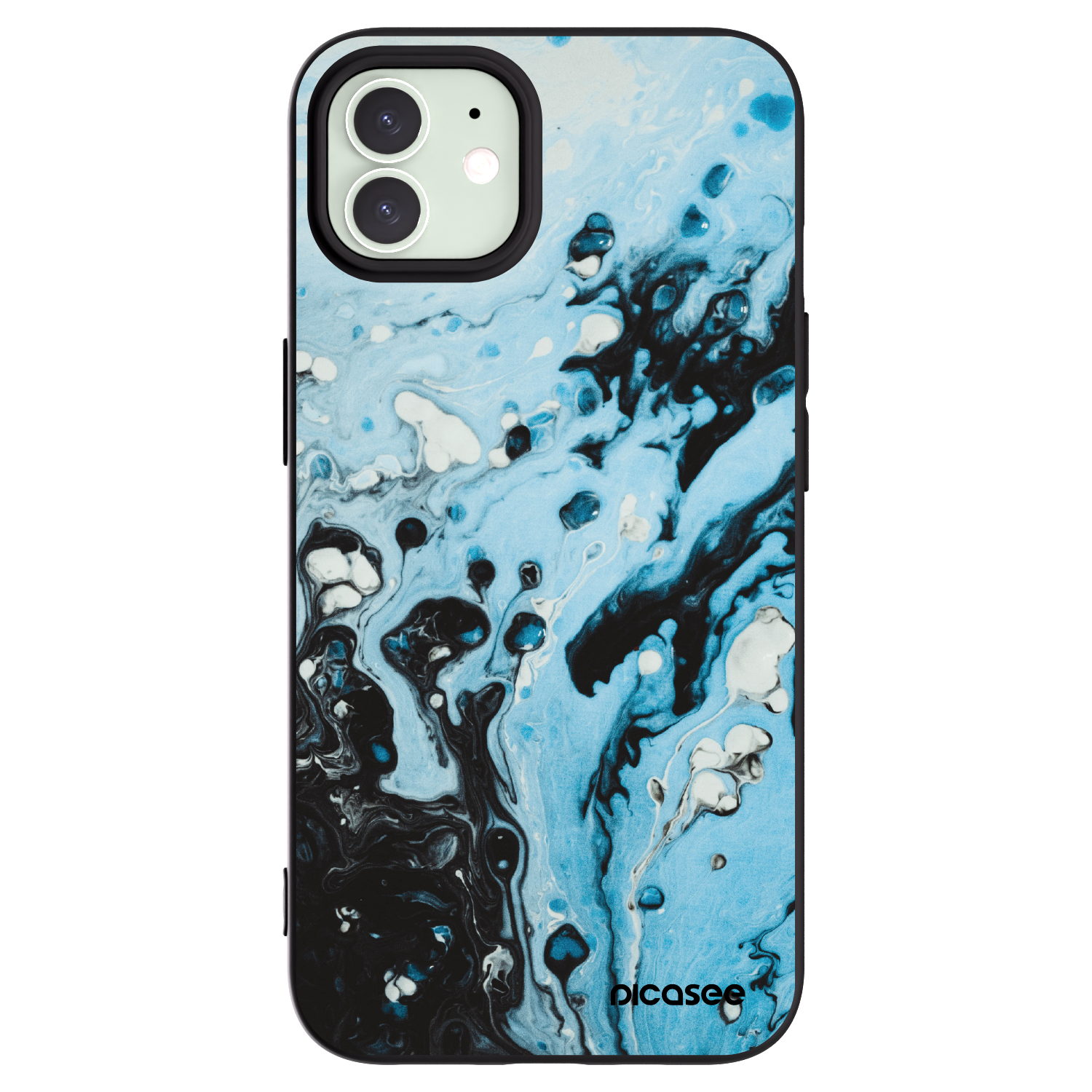 Picasee Apple iPhone 12 Hülle - Schwarzes Silikon - Organic blue