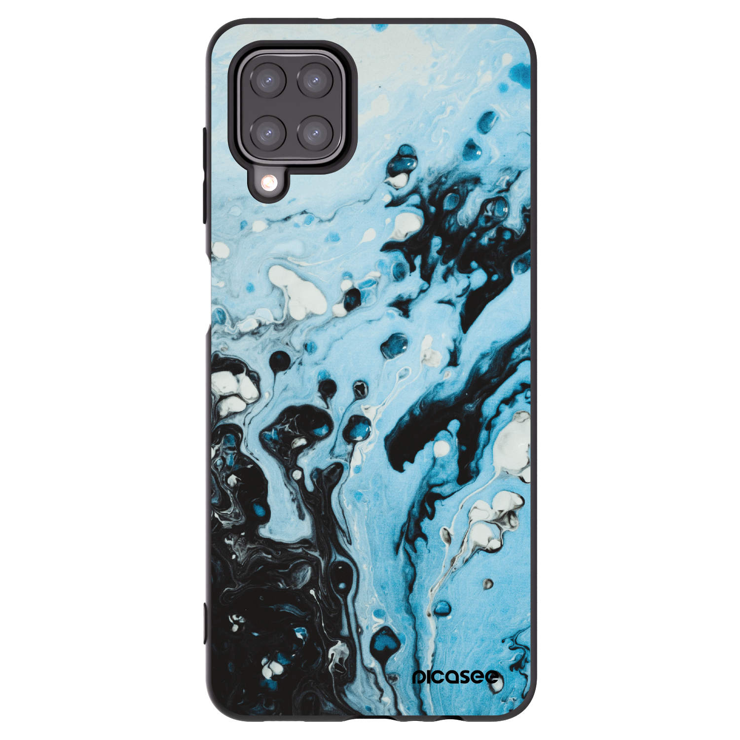 Picasee Samsung Galaxy A12 A125F Hülle - Schwarzes Silikon - Organic blue
