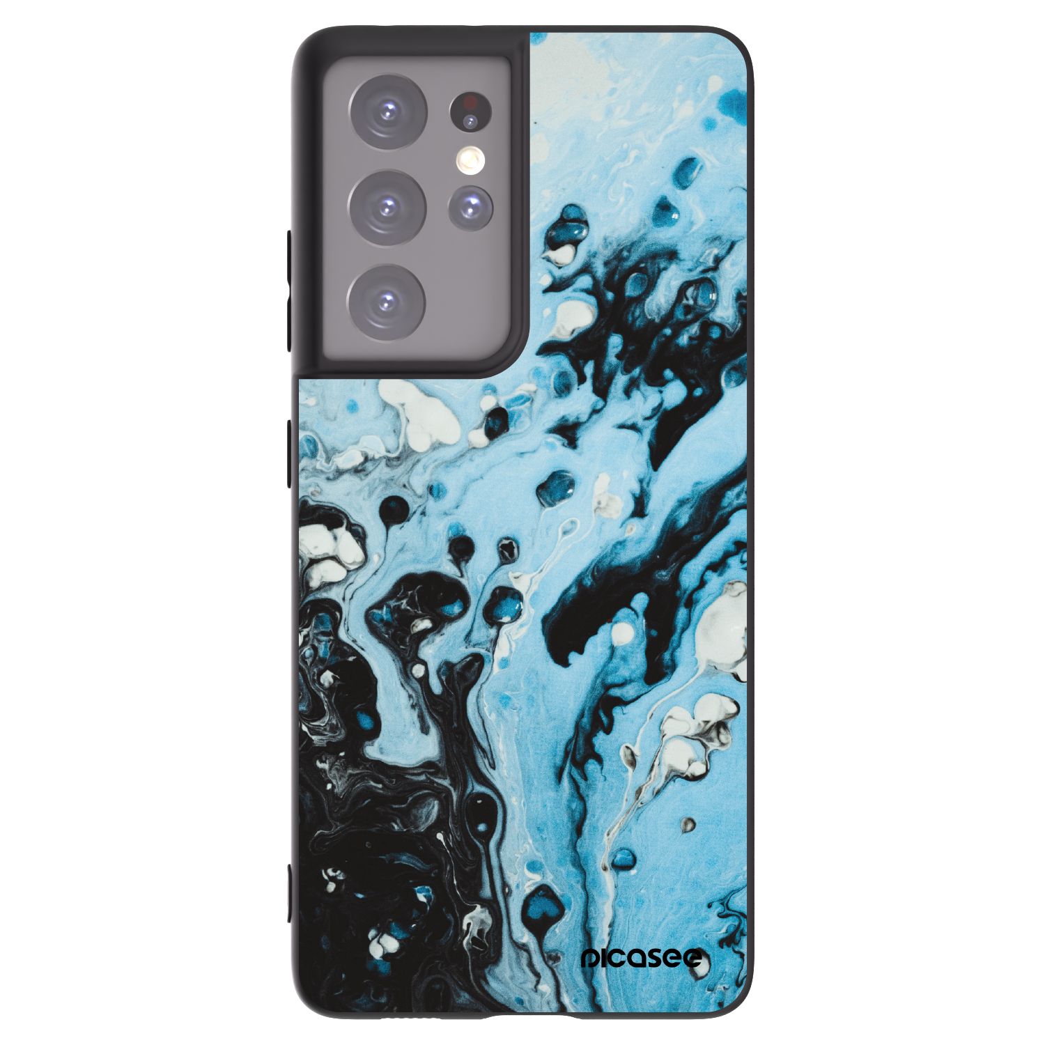 Picasee Samsung Galaxy S21 Ultra 5G G998B Hülle - Schwarzes Silikon - Organic blue