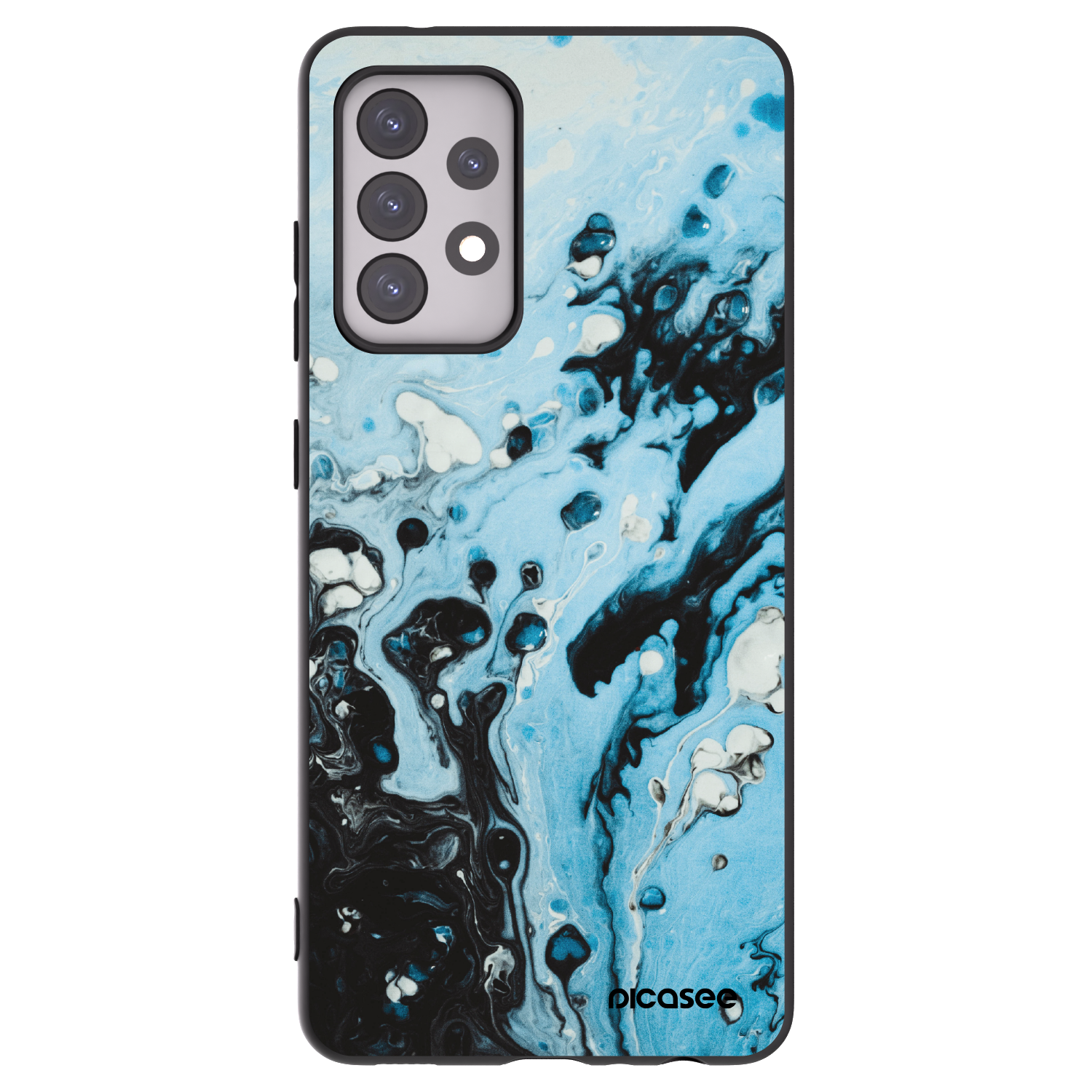 Picasee Samsung Galaxy A52 5G A525F Hülle - Schwarzes Silikon - Organic blue
