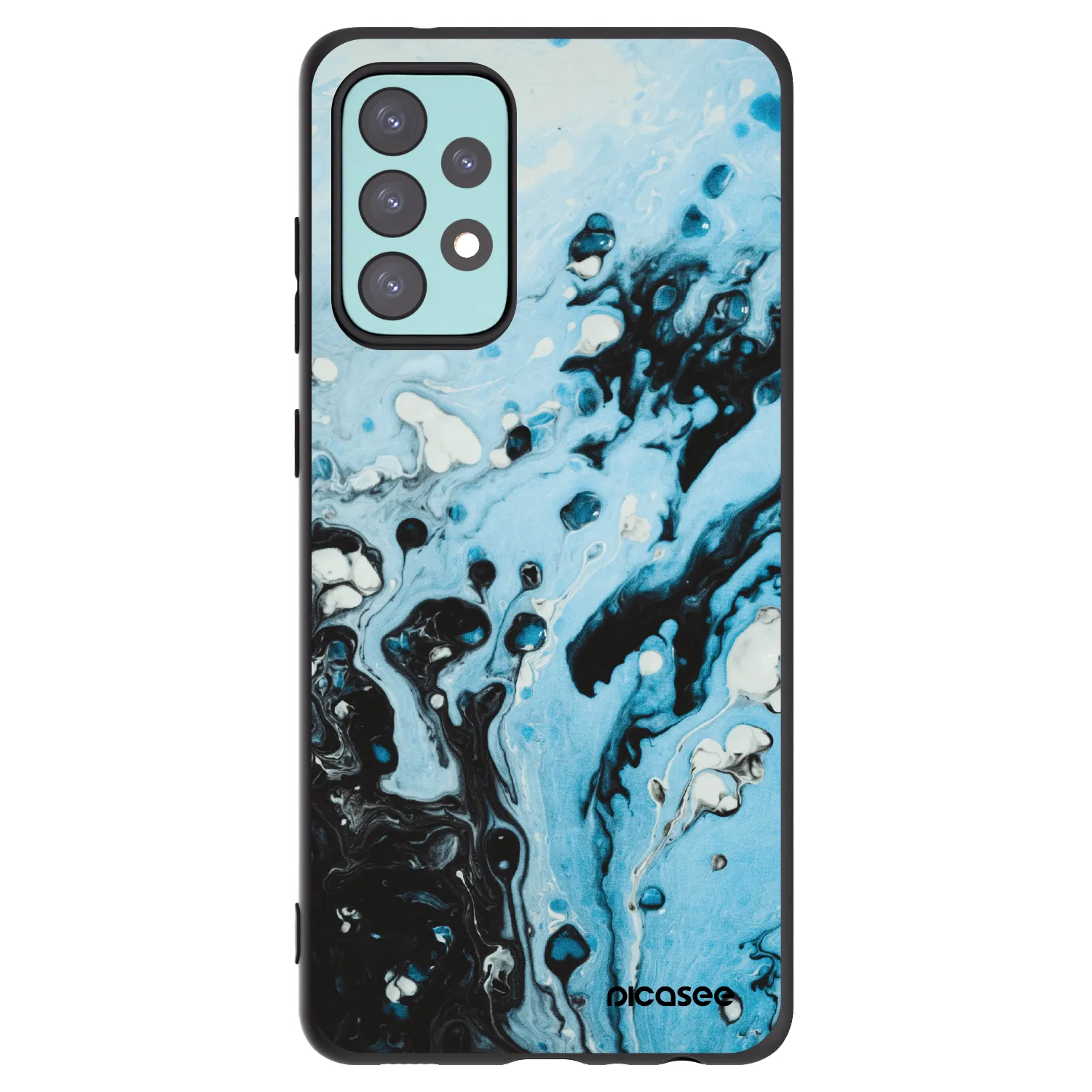 Picasee Samsung Galaxy A72 A725F Hülle - Schwarzes Silikon - Organic blue