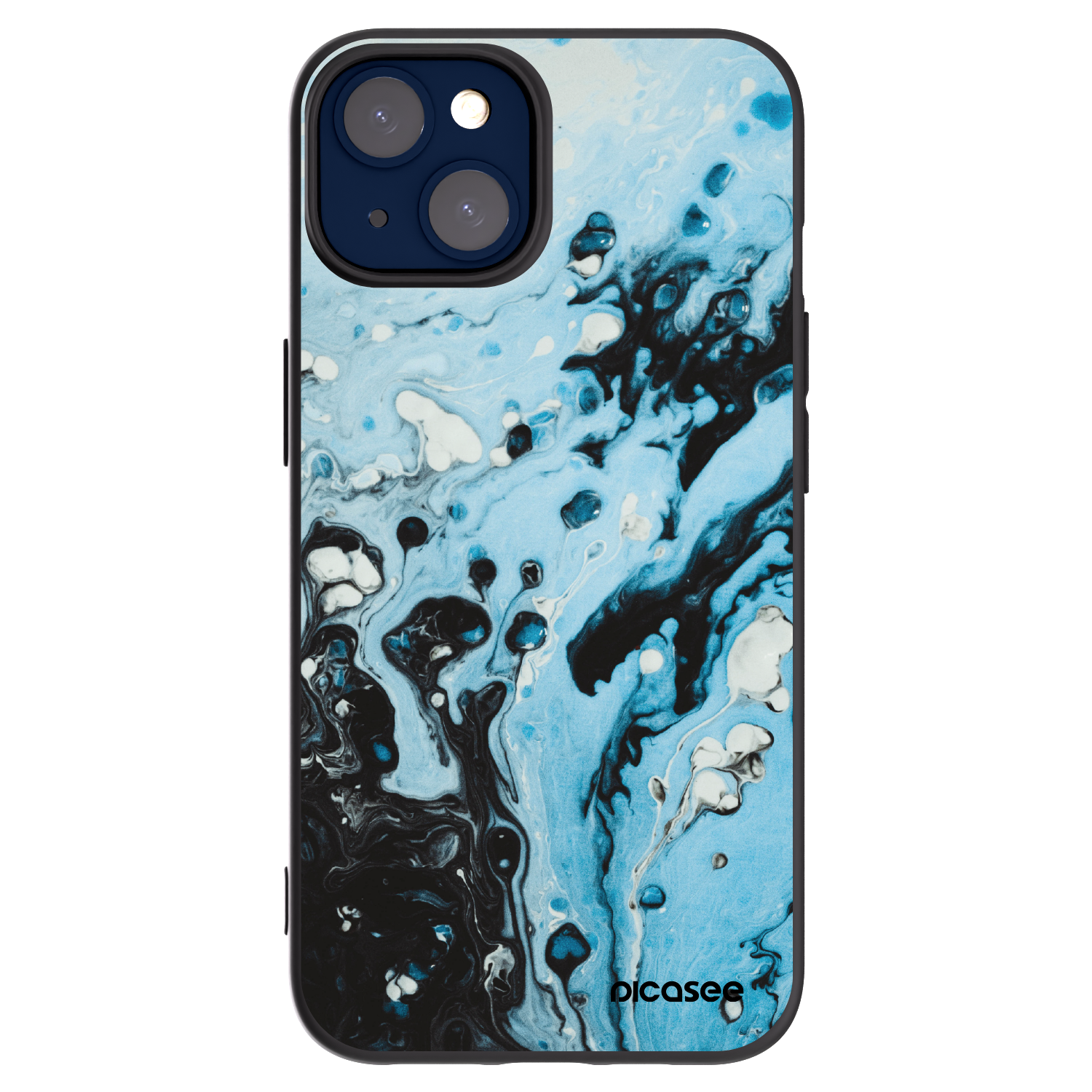 Picasee Apple iPhone 14 Hülle - Schwarzes Silikon - Organic blue