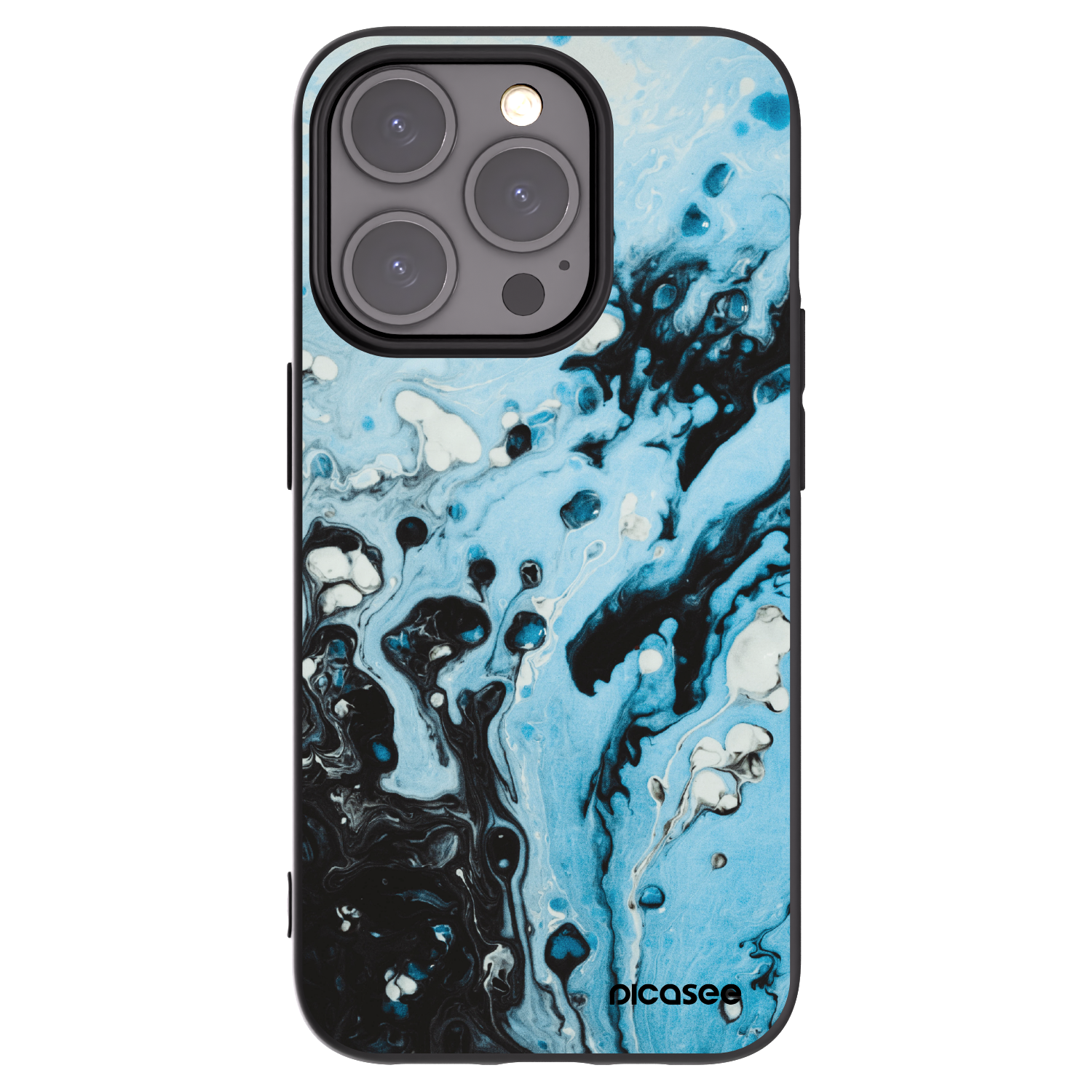 Picasee Apple iPhone 15 Pro Hülle - Schwarzes Silikon - Organic blue