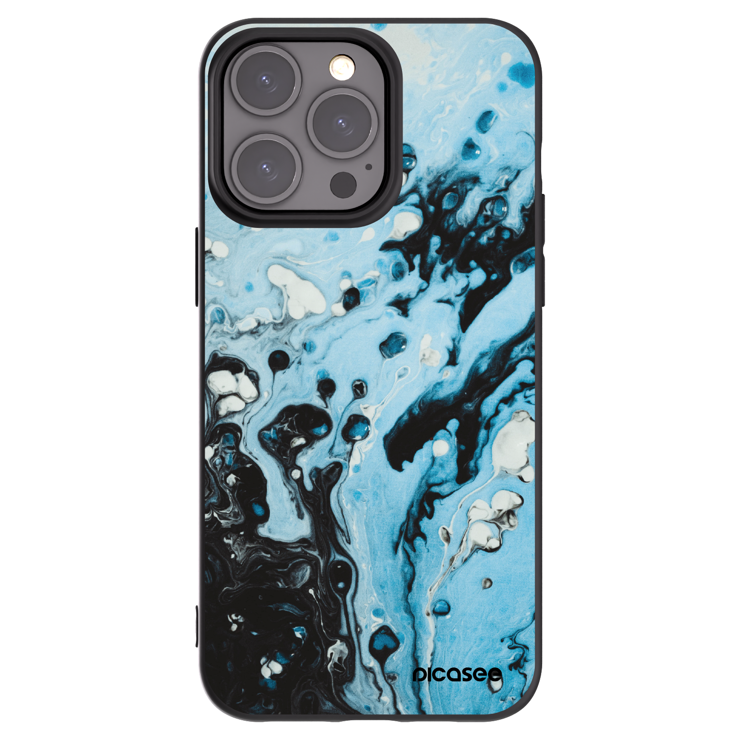 Picasee Apple iPhone 15 Pro Max Hülle - Schwarzes Silikon - Organic blue