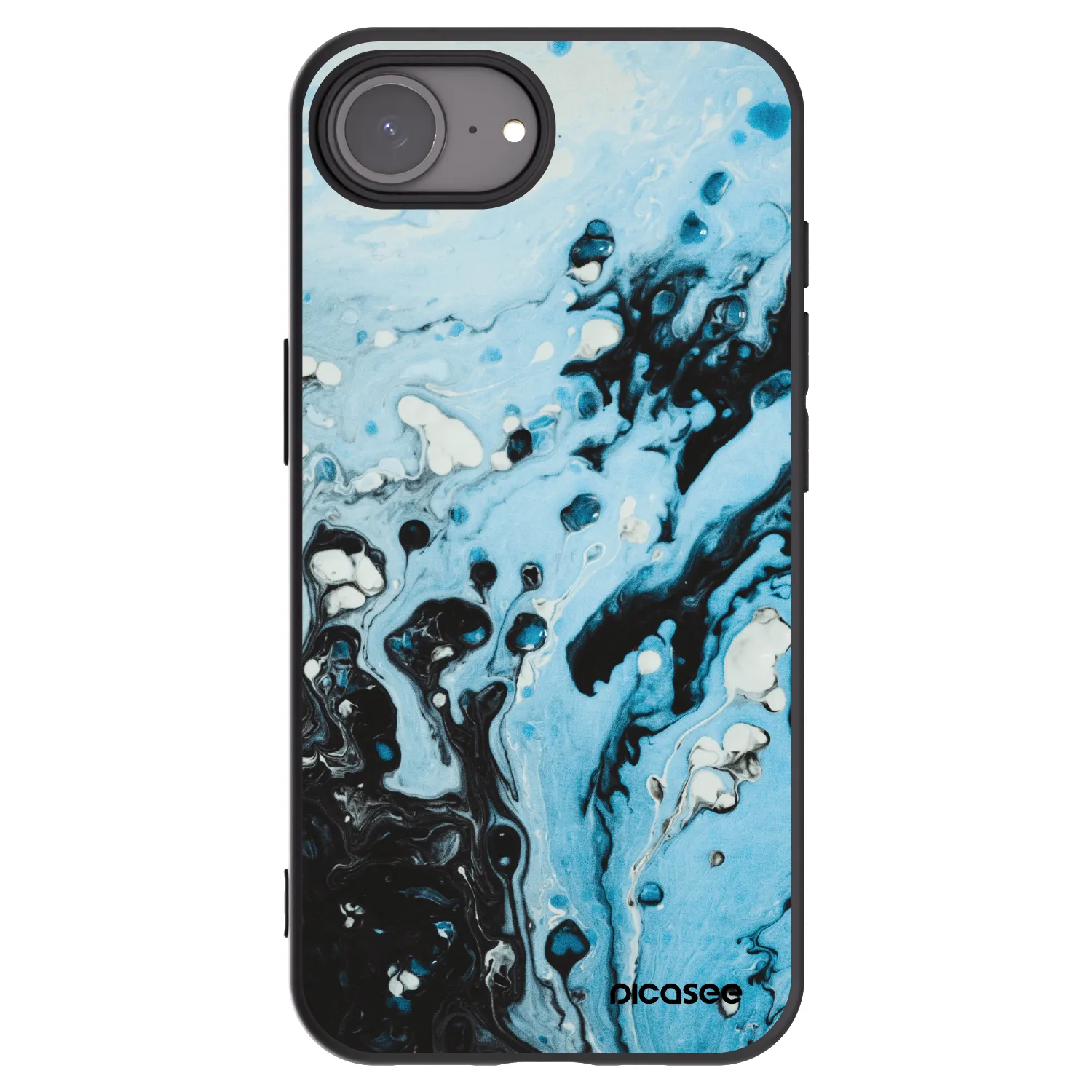 Picasee Apple iPhone 17e Hülle - Schwarzes Silikon - Organic blue