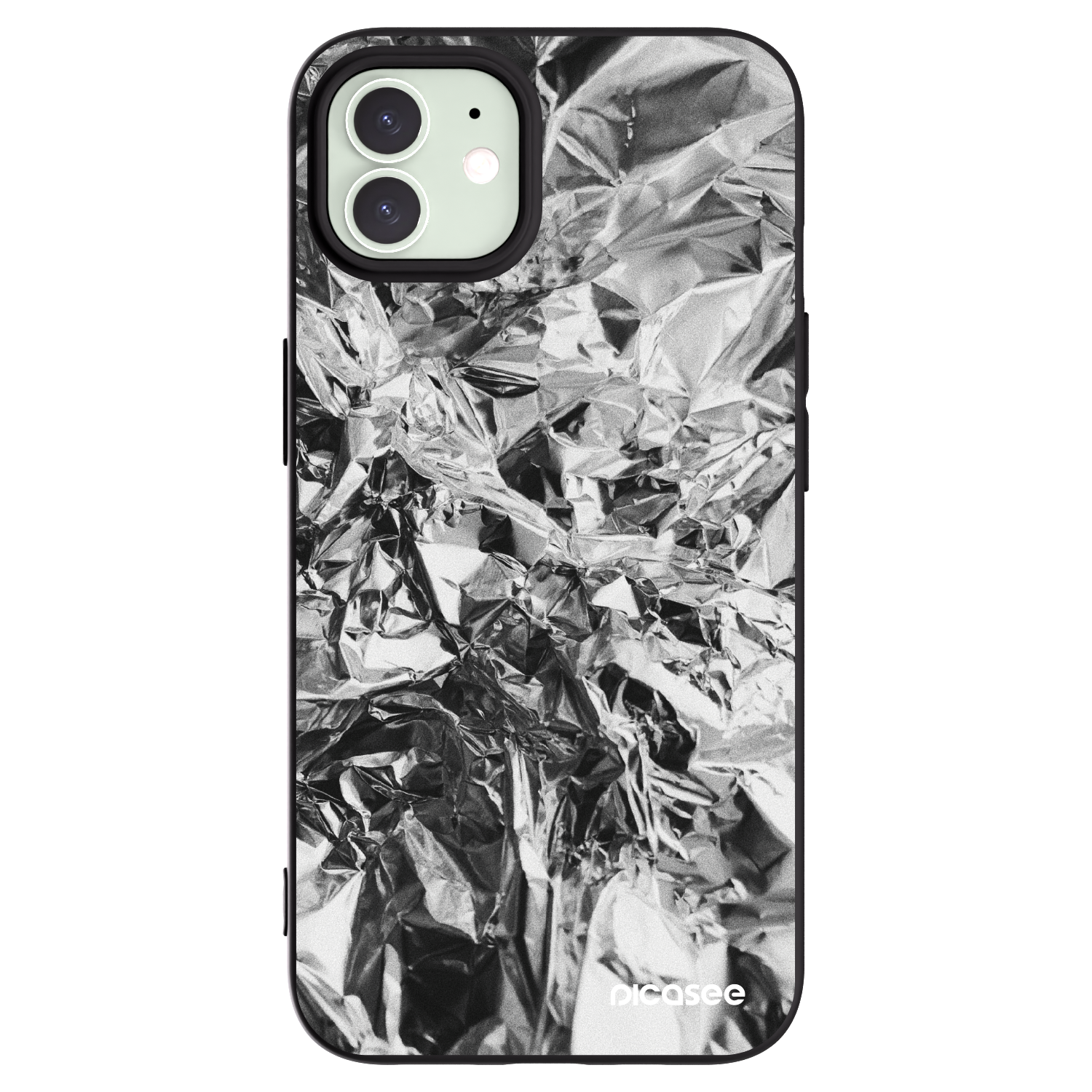 Picasee Apple iPhone 12 Hülle - Schwarzes Silikon - Chrome