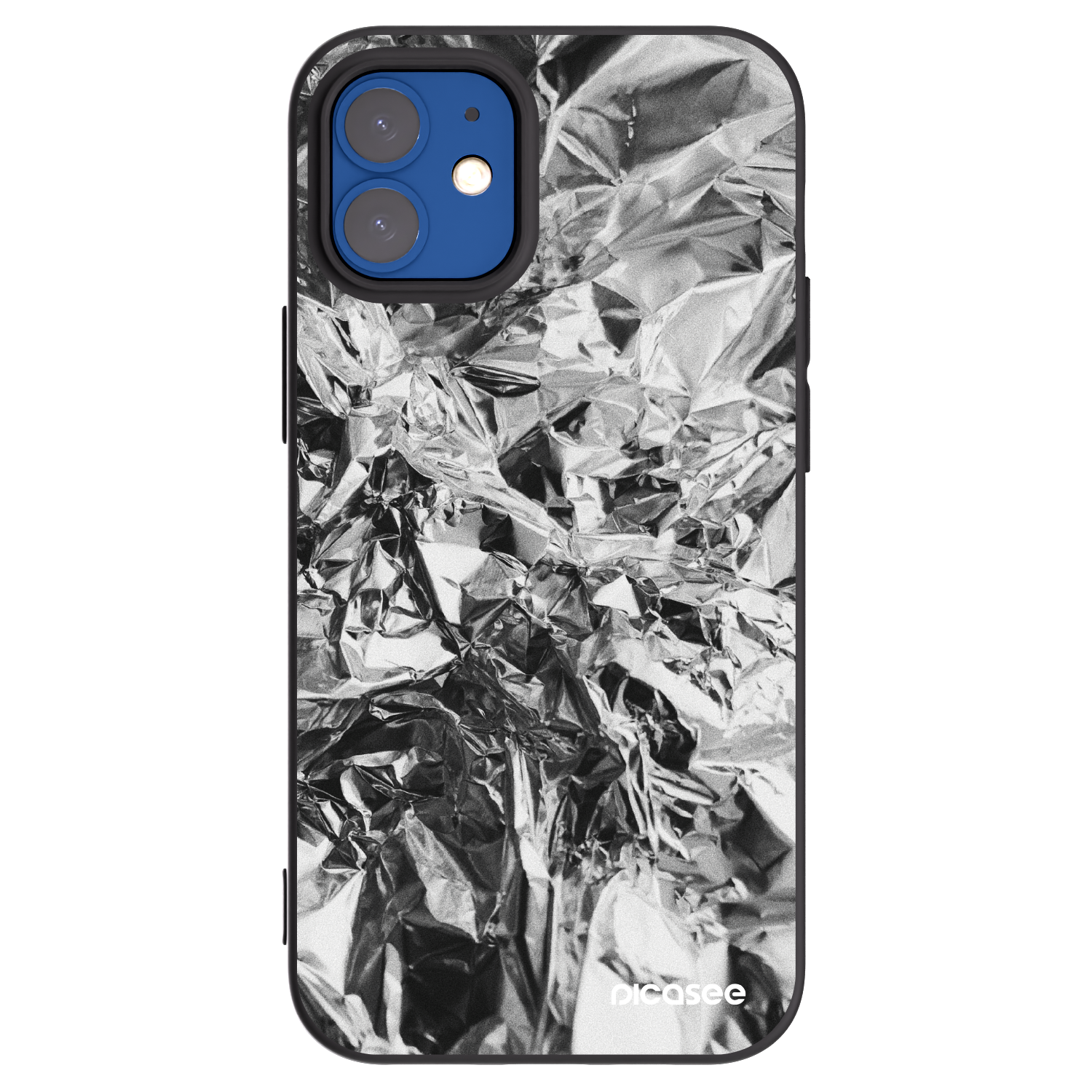Picasee Apple iPhone 12 mini Hülle - Schwarzes Silikon - Chrome